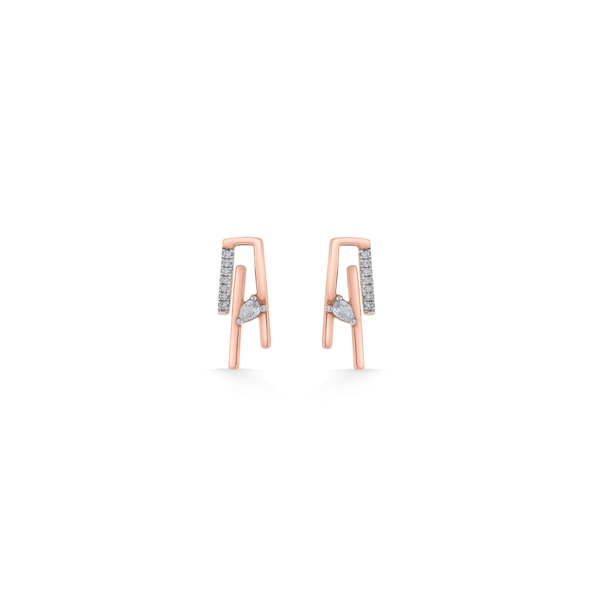 Seven Up Abstract Tri Bar Earring - Zen Diamond India