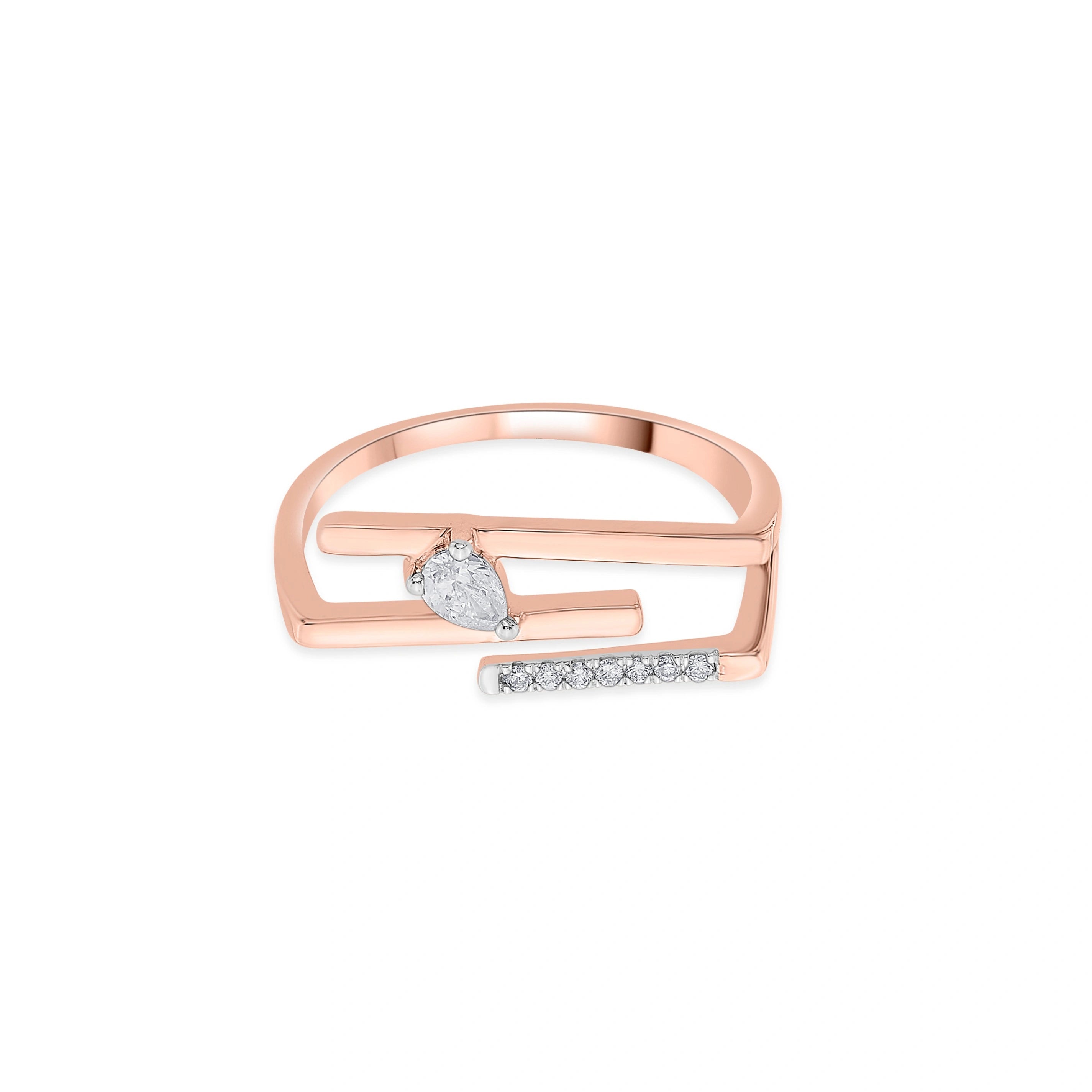 Seven Up Abstract Tri Bar Ring - Zen Diamond India