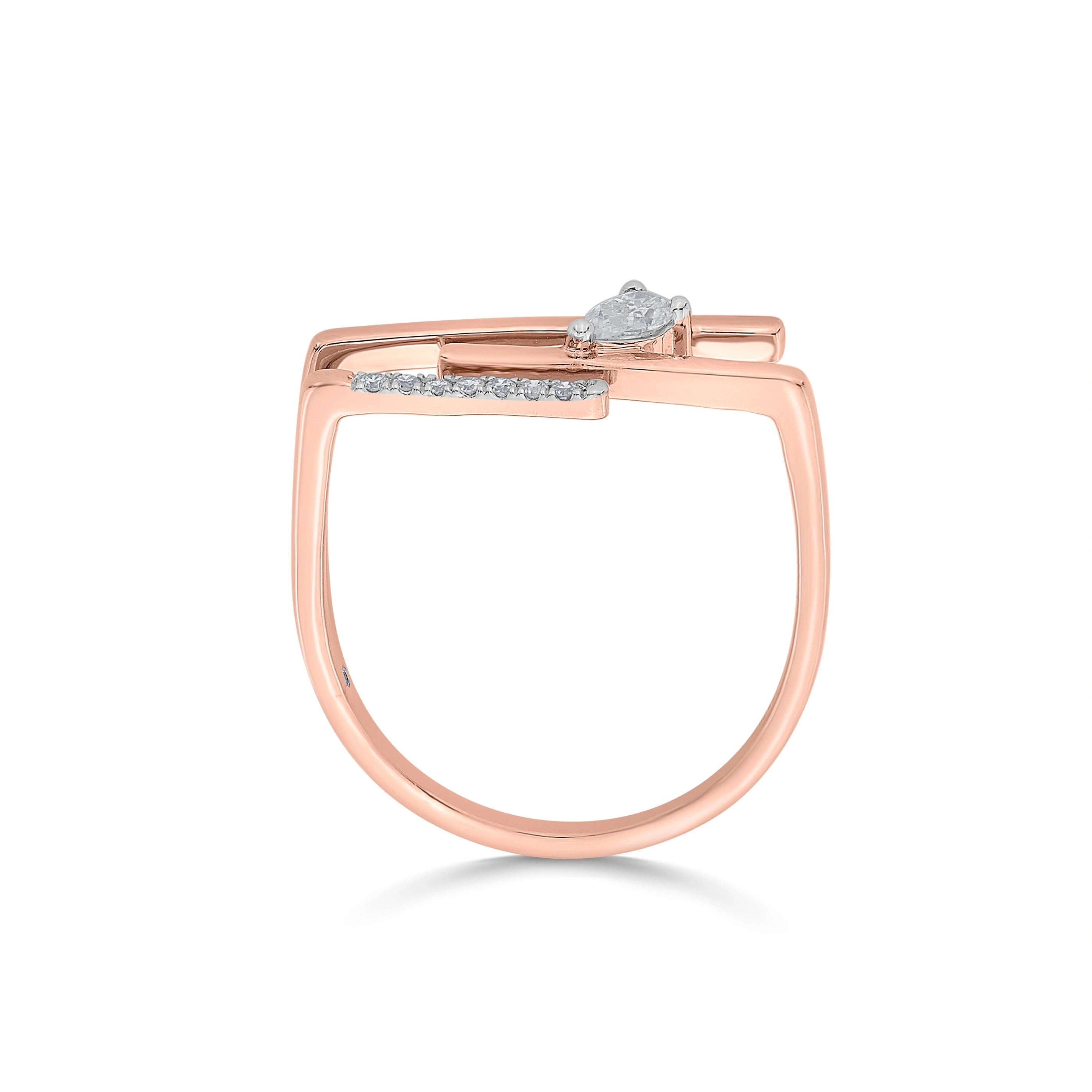 Seven Up Abstract Tri Bar Ring