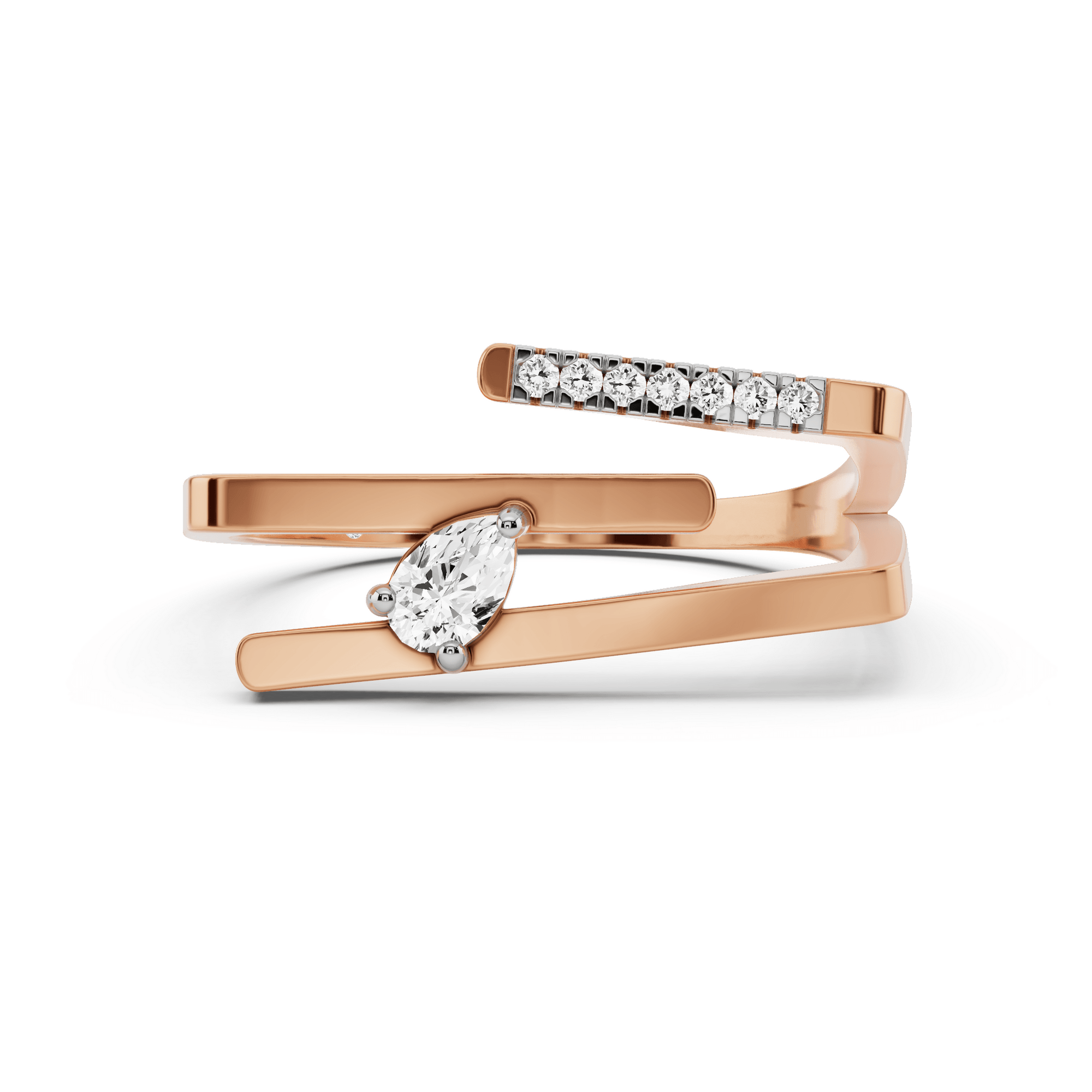 Seven Up Abstract Tri Bar Ring