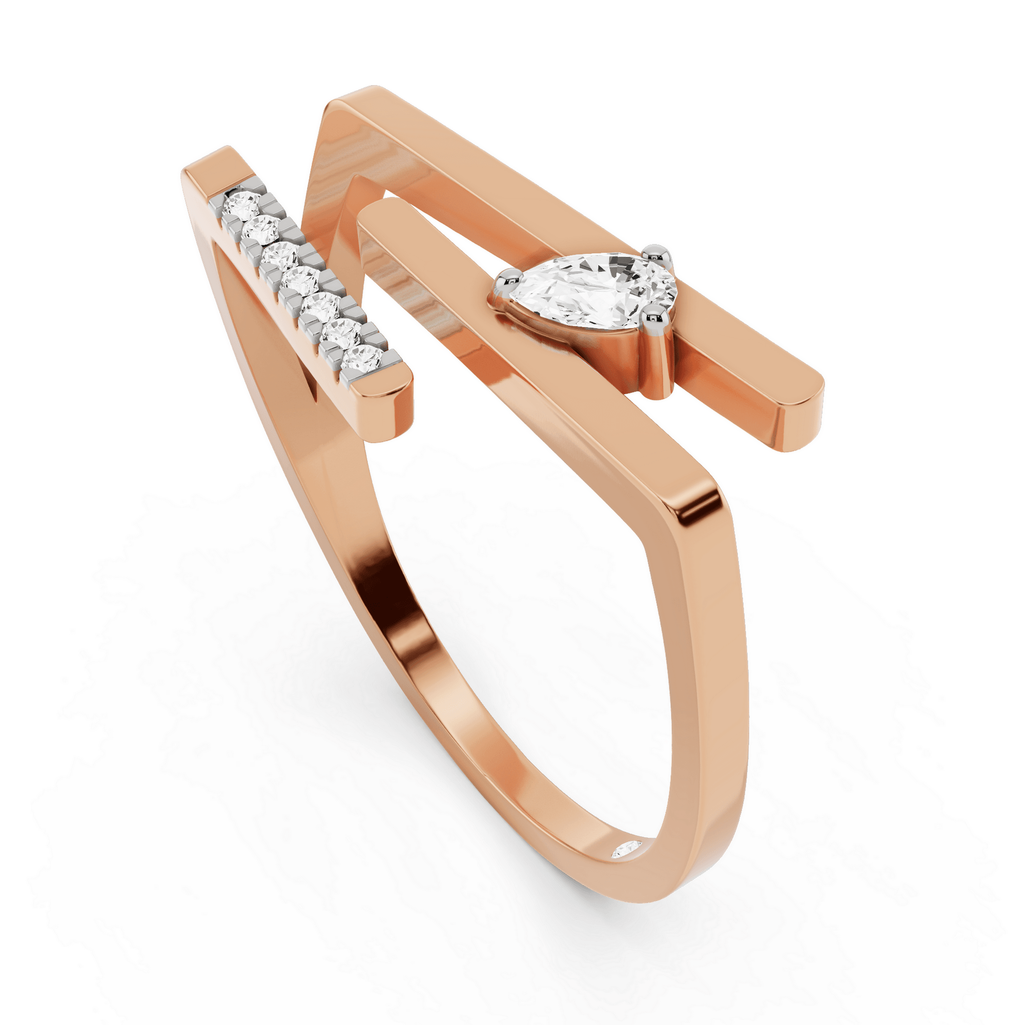 Seven Up Abstract Tri Bar Ring