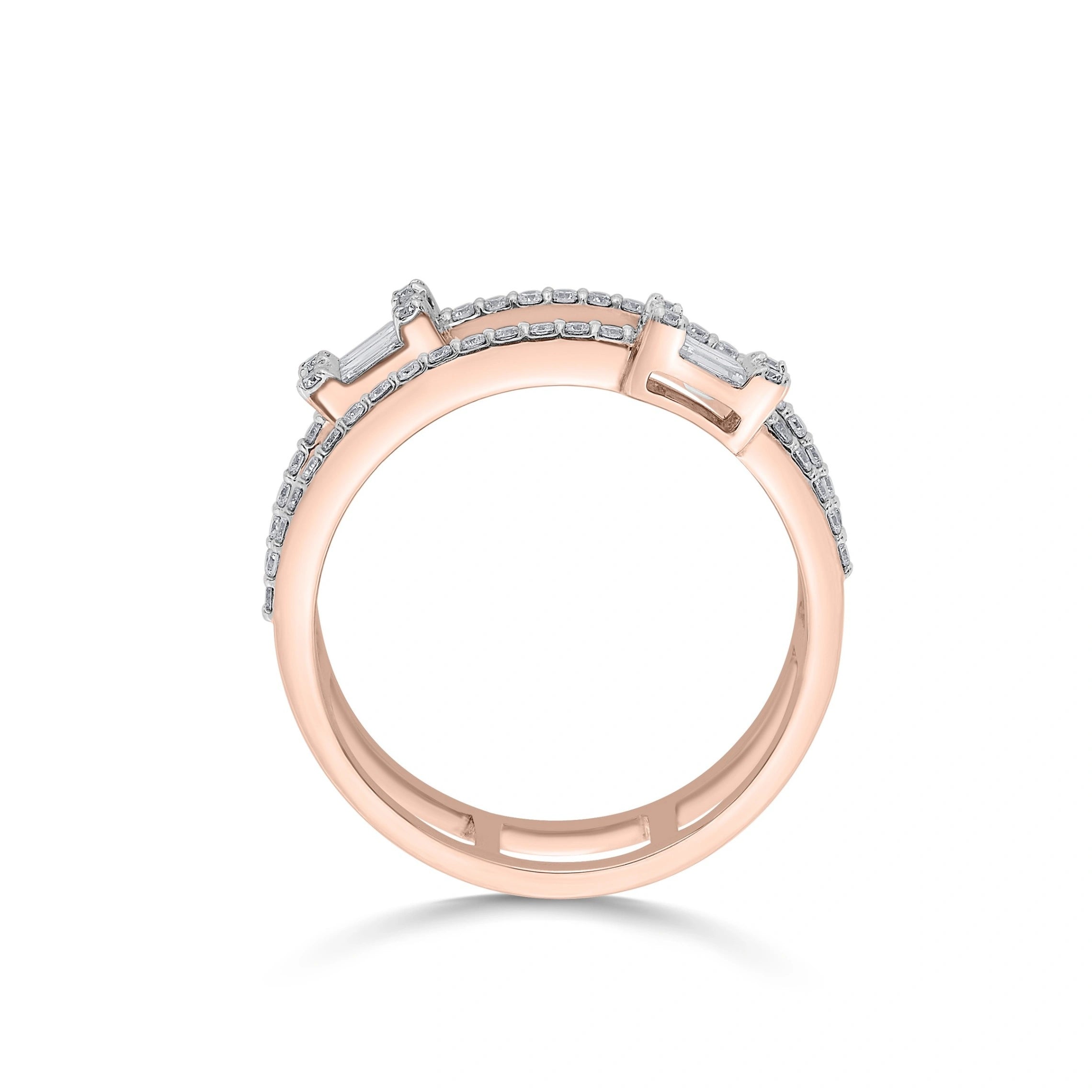 Rose Eclat Twin Emerald Diamond Ring