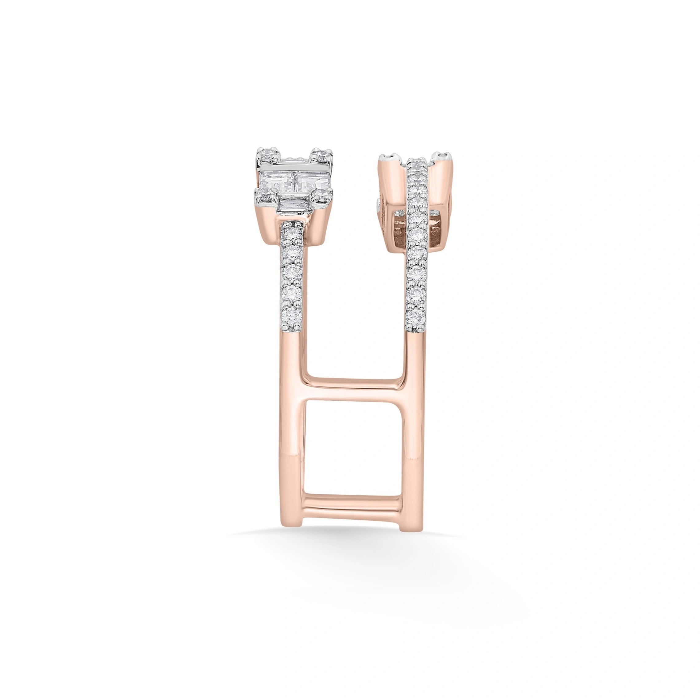 Rose Eclat Twin Emerald Diamond Ring