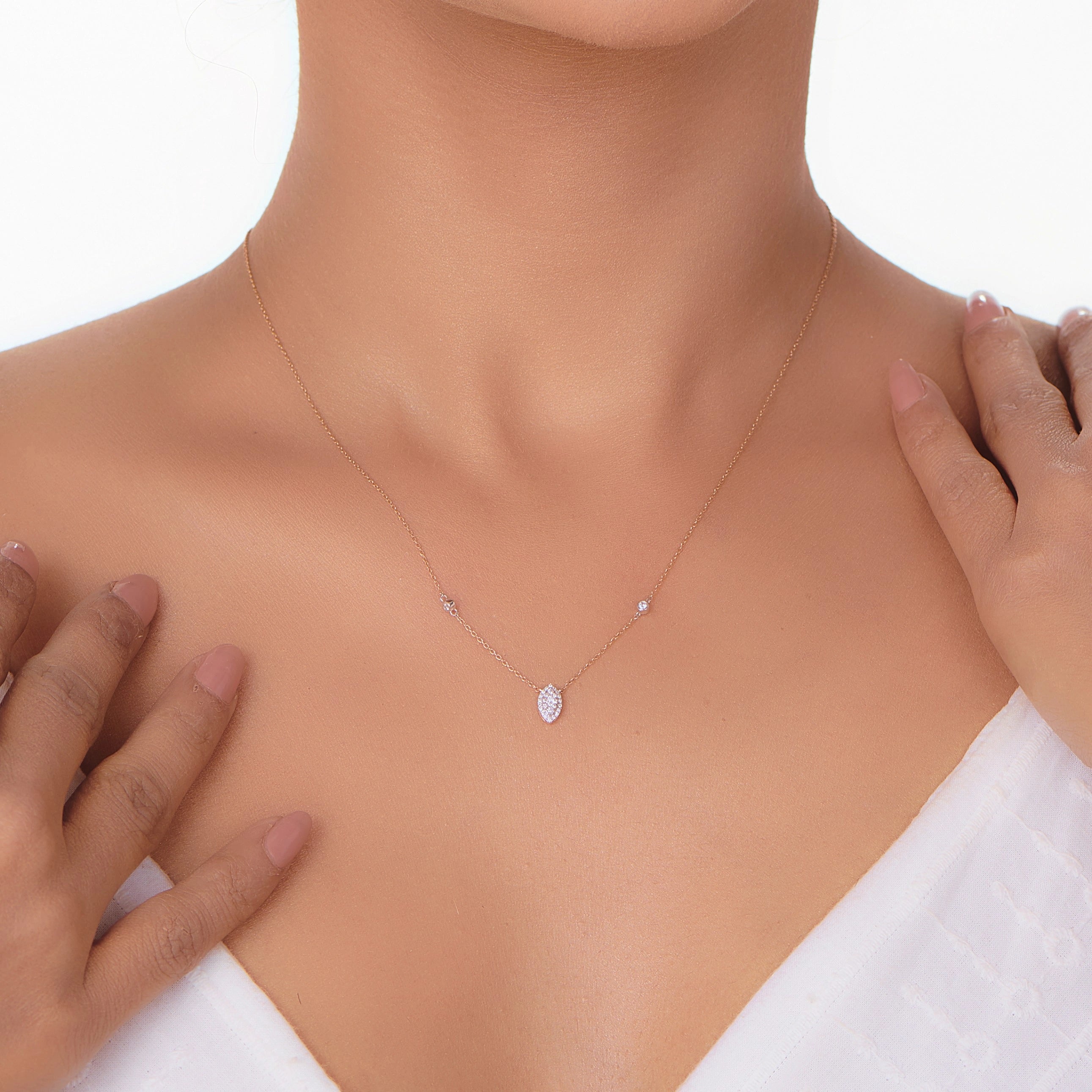 Marquise Mirage Diamond Deck Up Necklace - Zen Diamond India