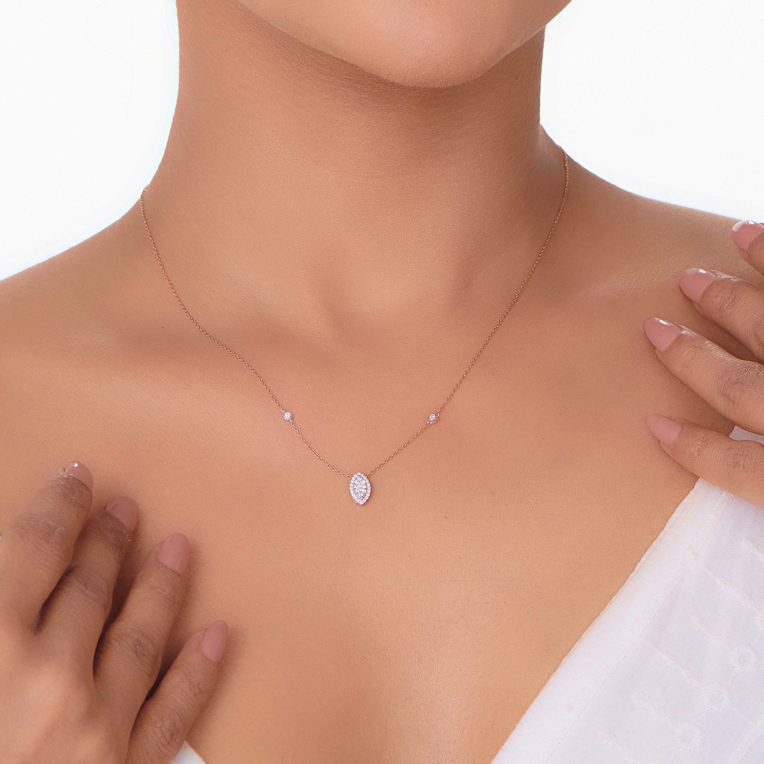 Marquise Majesty Deck Up Diamond Necklace - Zen Diamond India