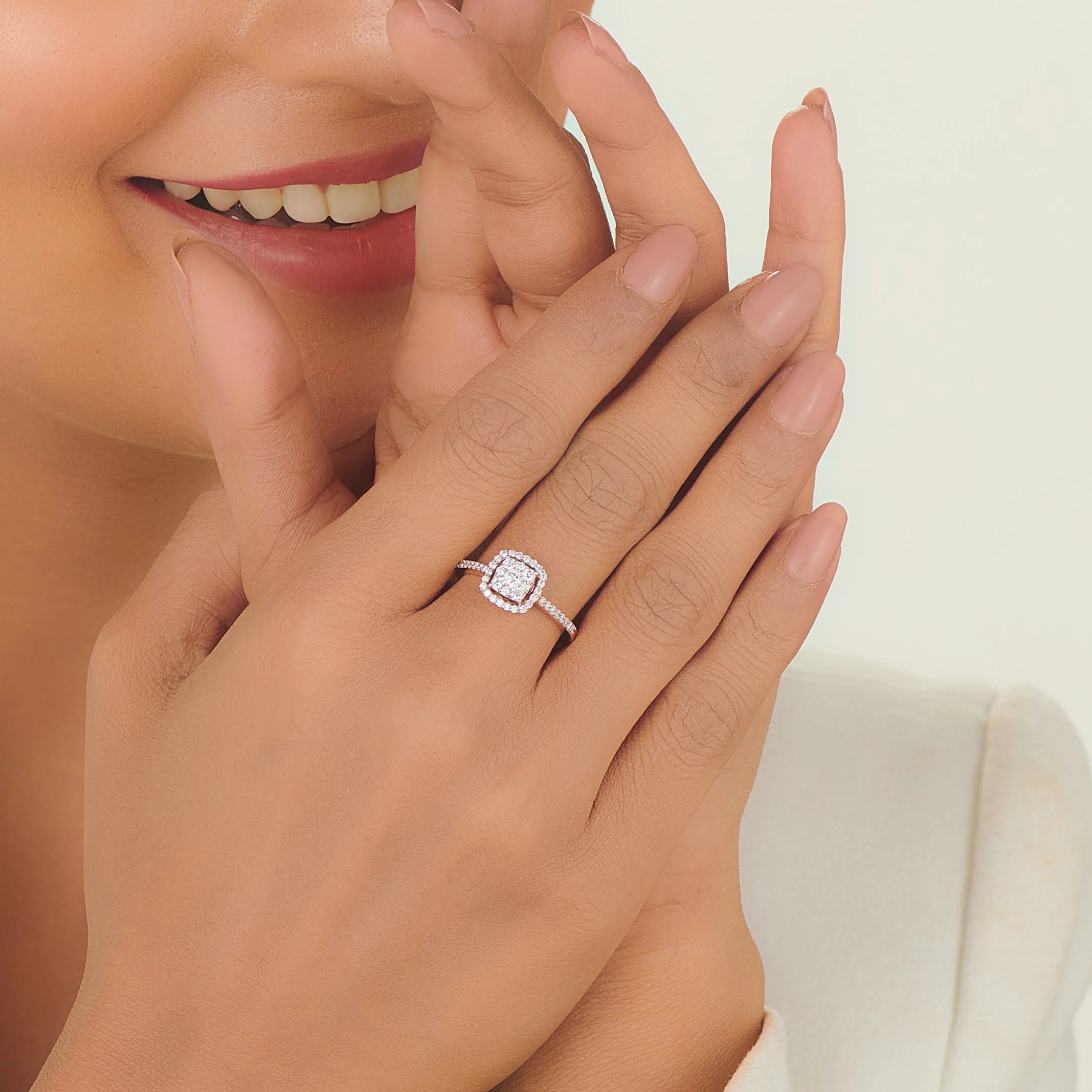Sassy Spark Halo Ring - Zen Diamond India