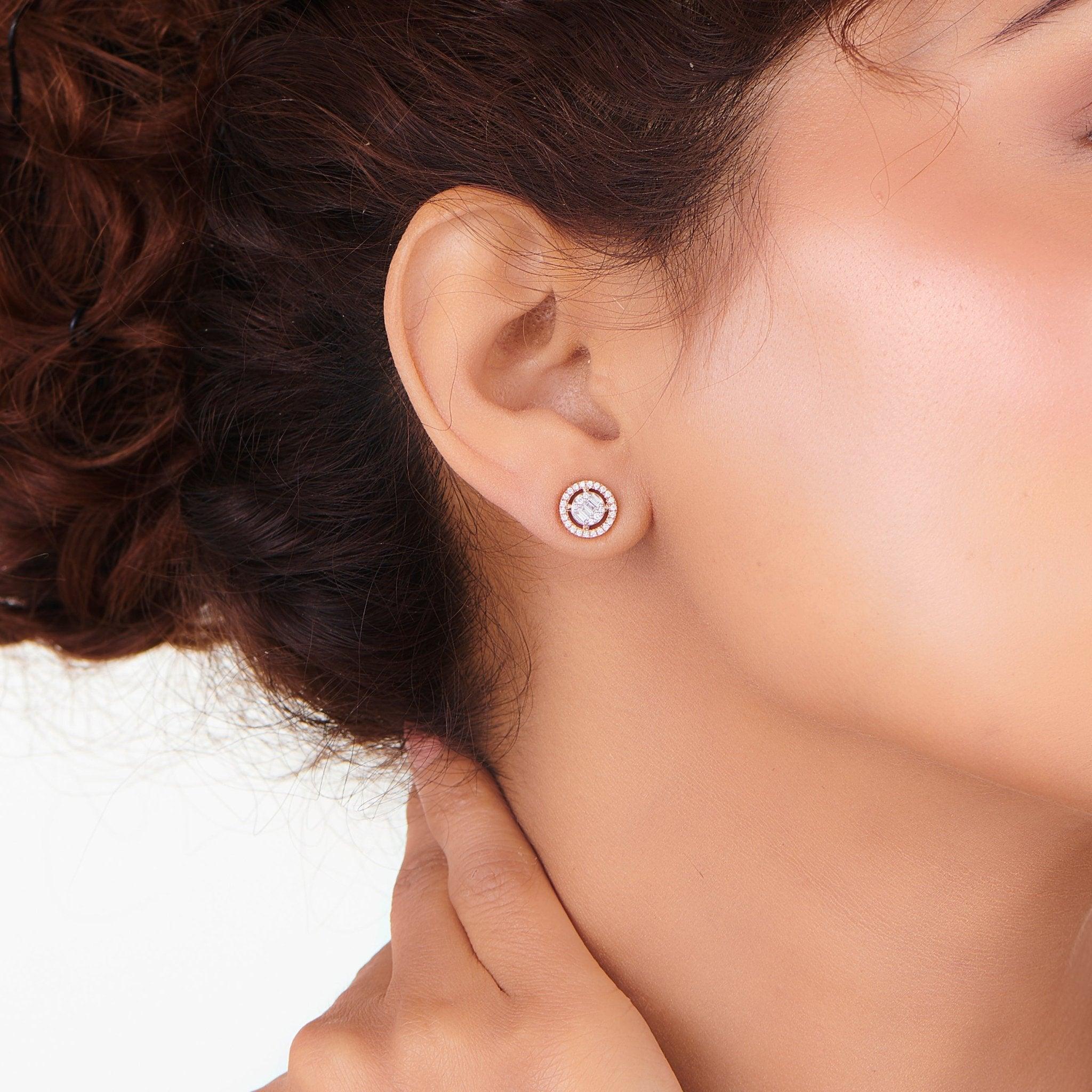 Signature Extra Small Round Pave Solitaire Earrings