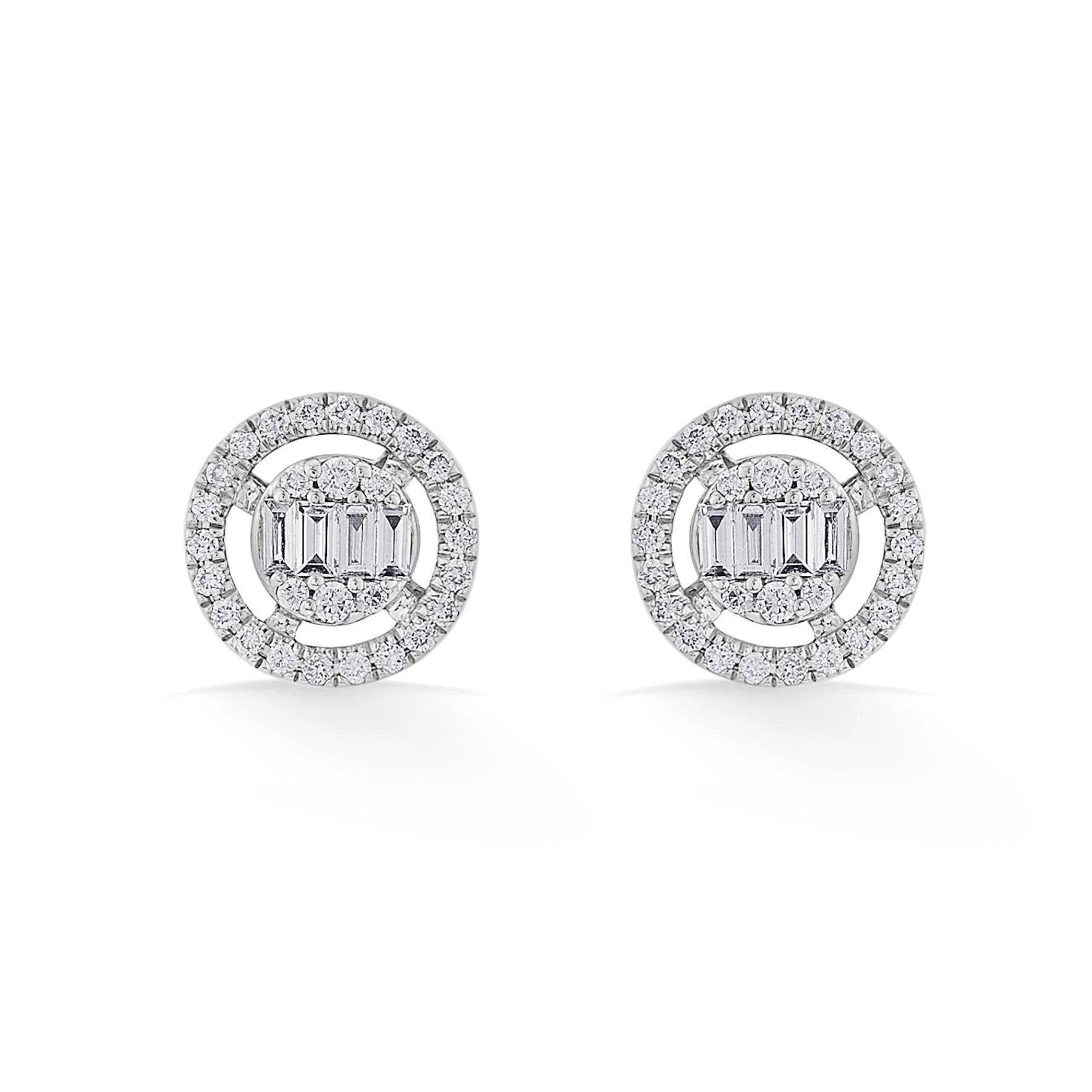 Signature Extra Small Round Pave Solitaire Earrings - Zen Diamond India