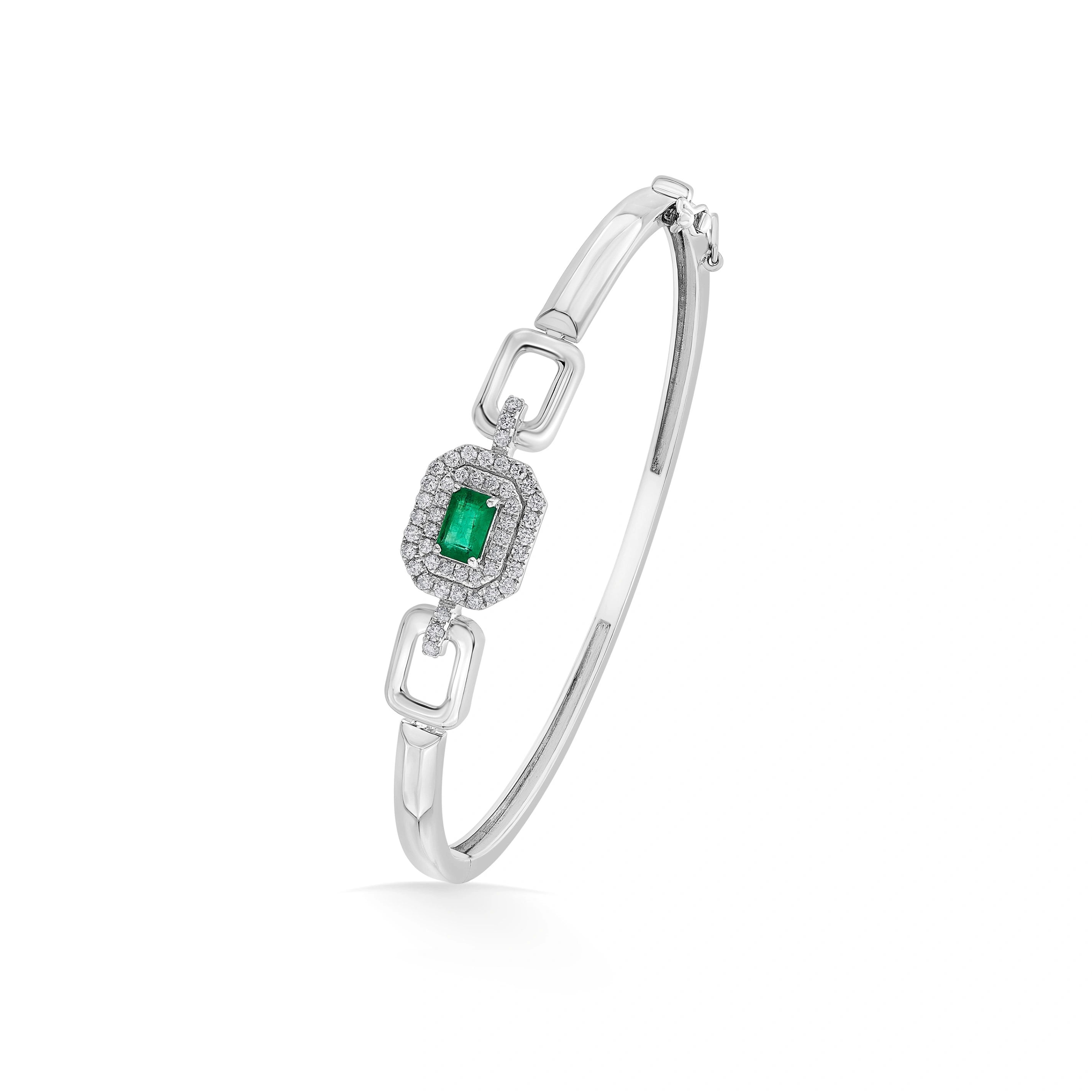 Toren Emerald Link Halo Bracelet - Zen Diamond India