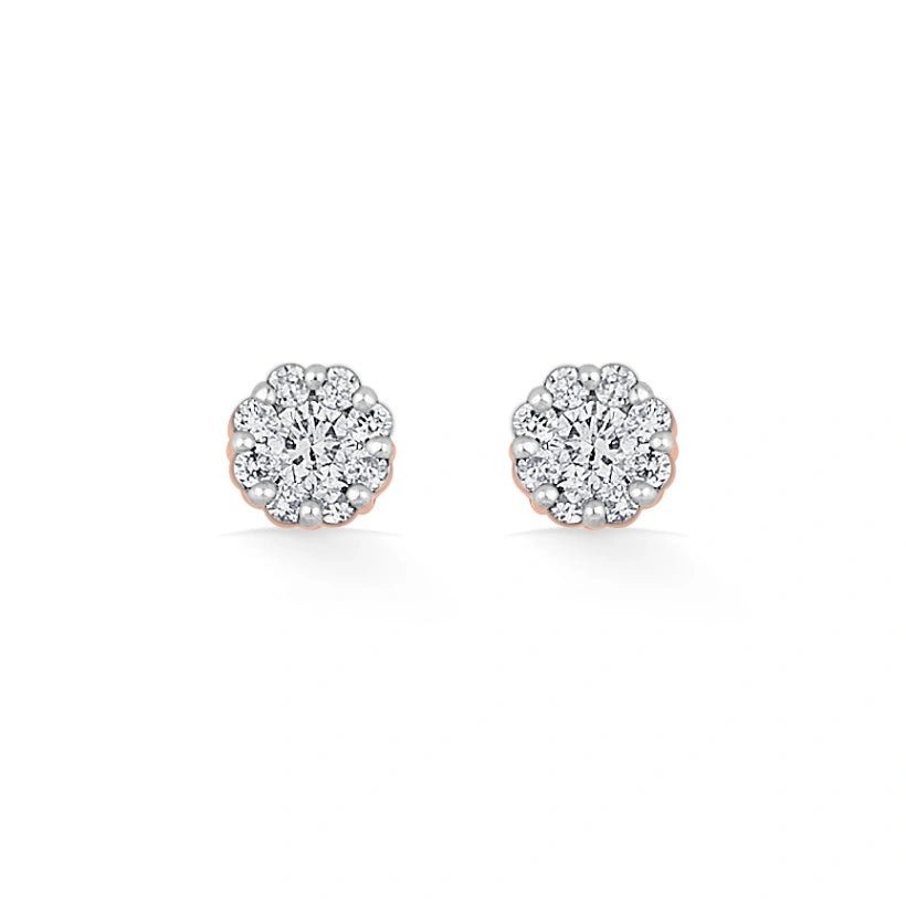 Deck Up Extra Small Round Cluster Studs - Zen Diamond India