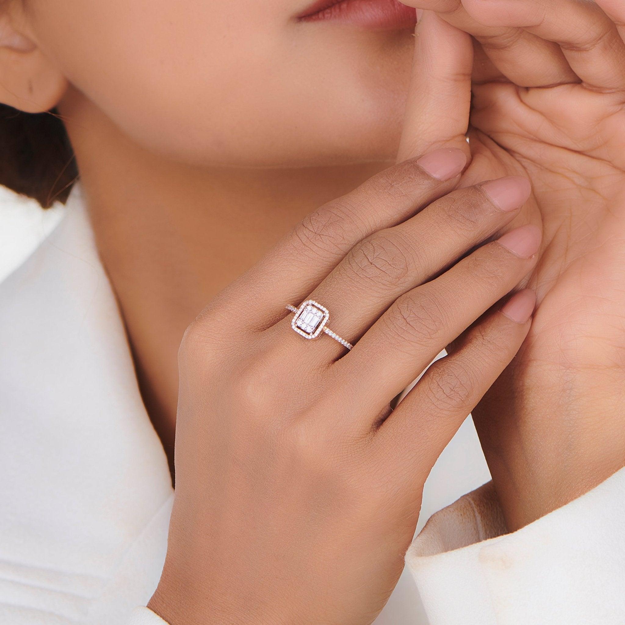Signature Extra Small Emerald Pave Solitaire Ring