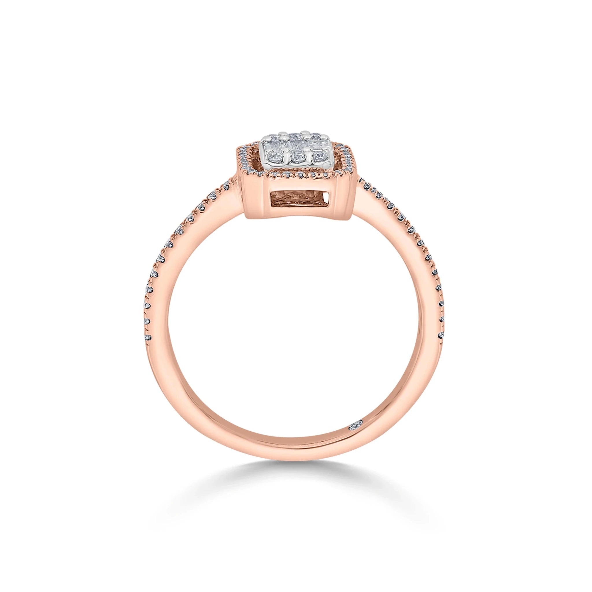 Signature Extra Small Emerald Pave Solitaire Ring - Zen Diamond India