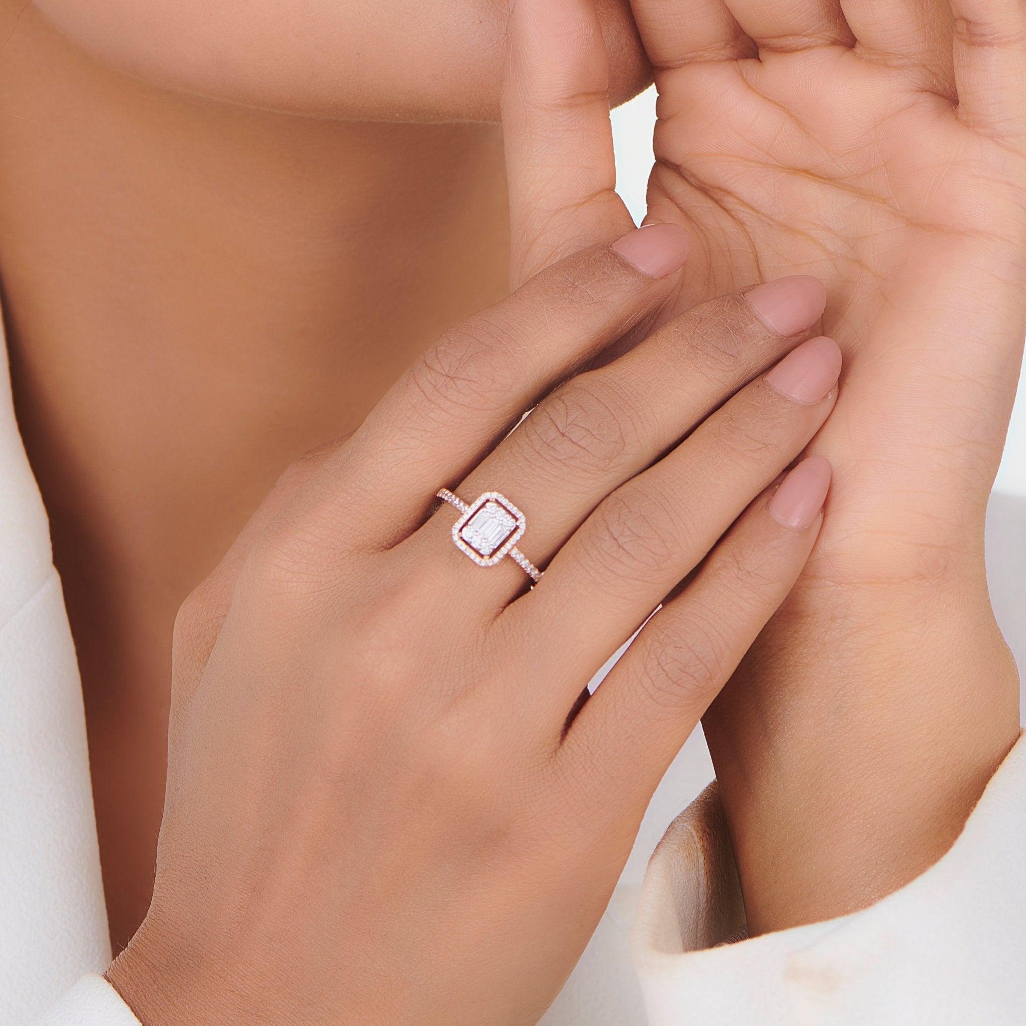 Signature Small Emerald Pave Solitaire Ring