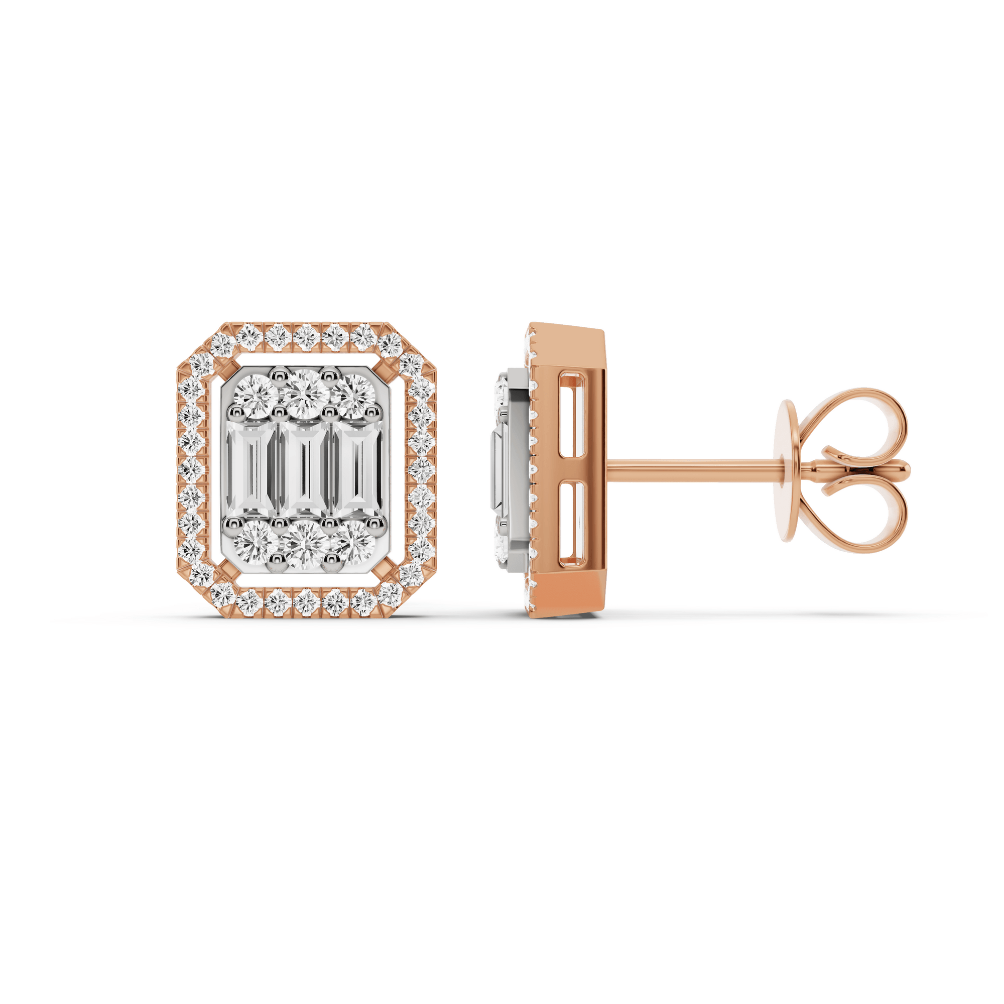 Signature Medium Emerald Pave Solitaire Earrings