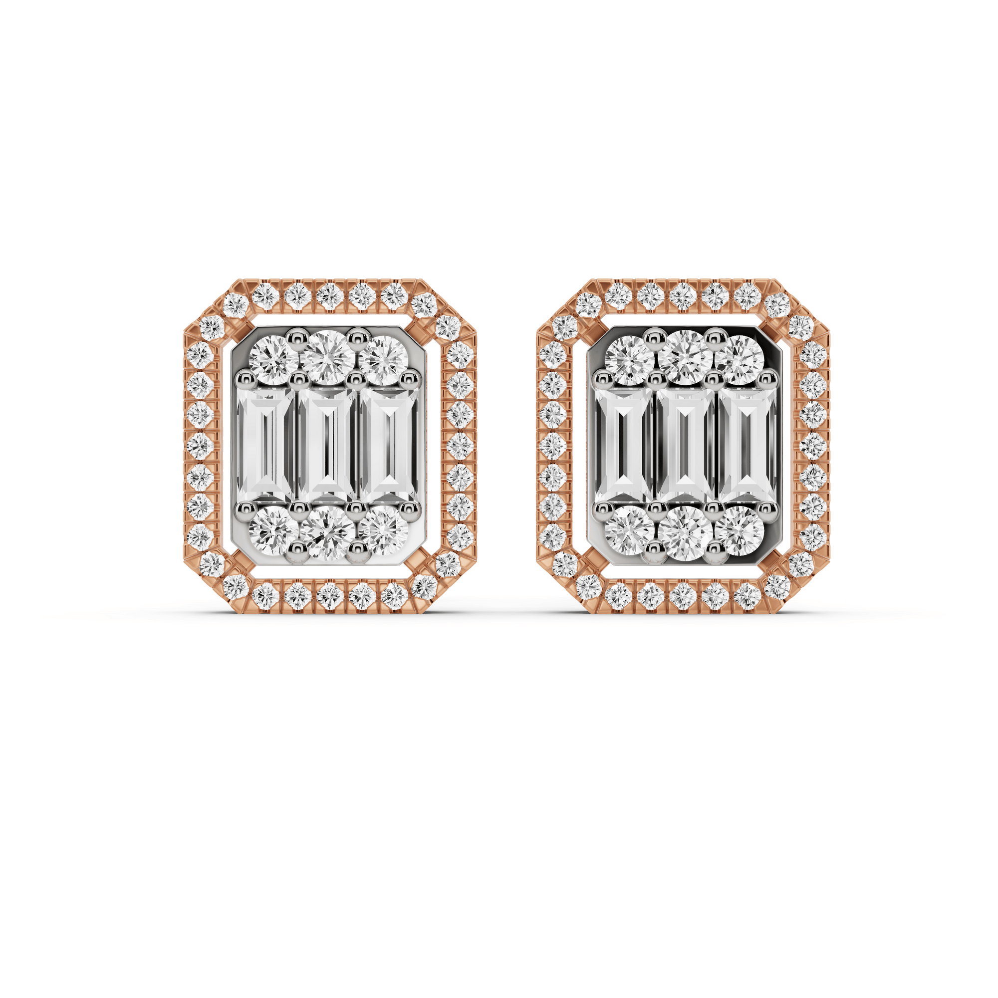 Signature Large Emerald Pave Solitaire Earrings