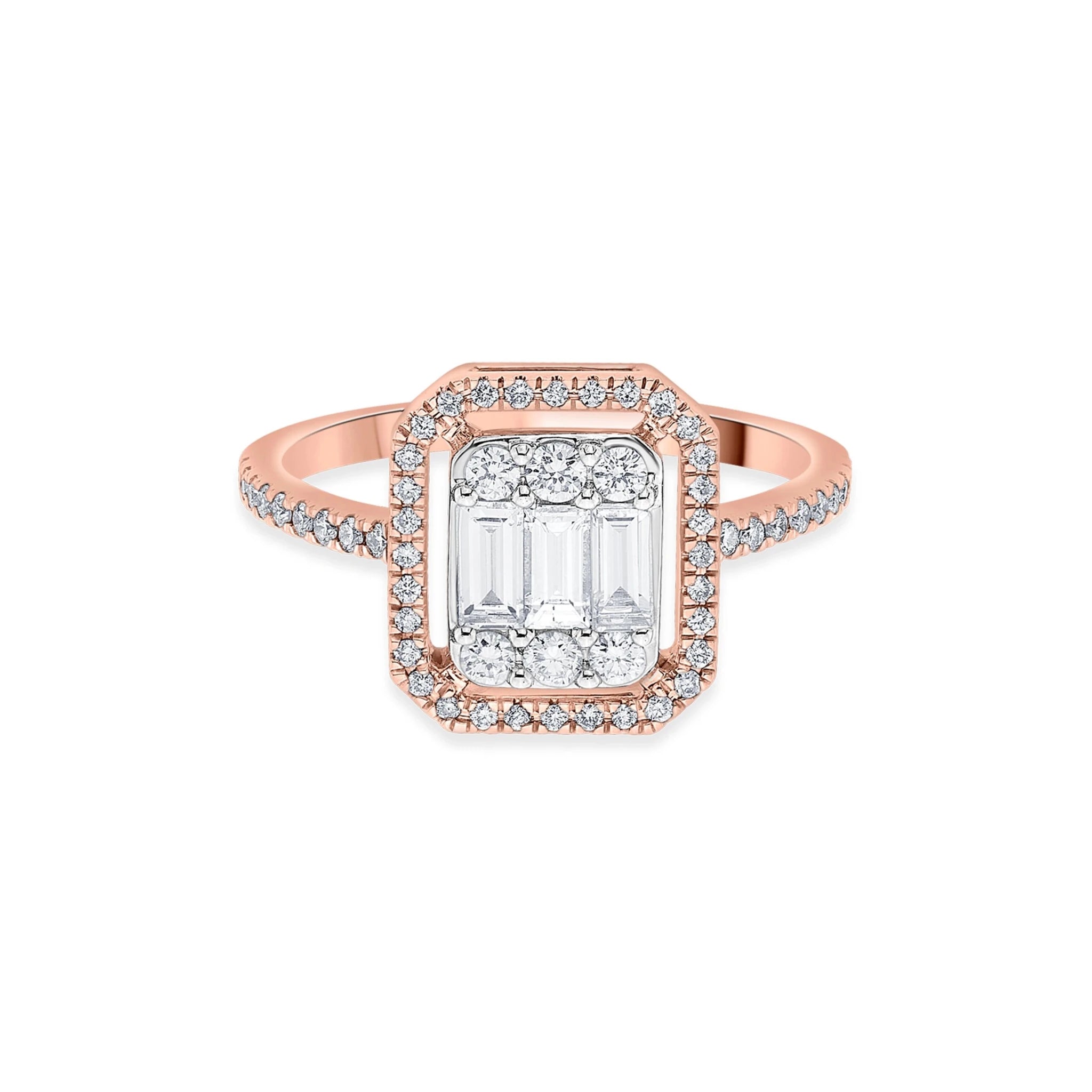 Signature Large Emerald Pave Solitaire Ring - Zen Diamond India