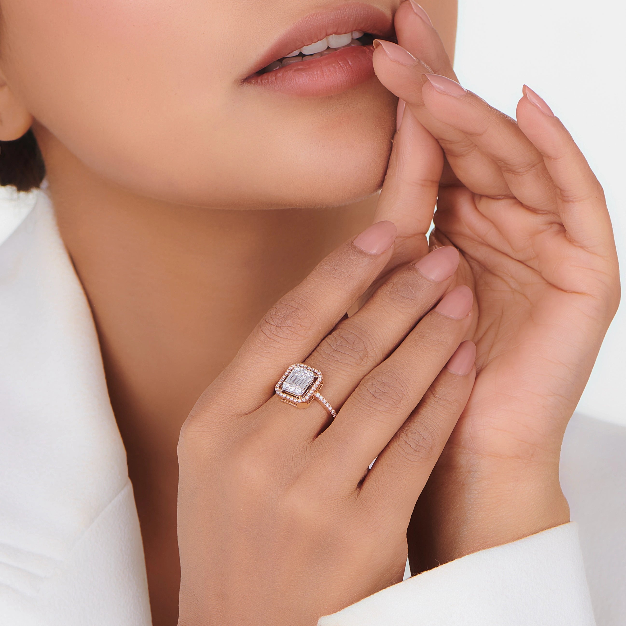 Signature Large Emerald Pave Solitaire Ring