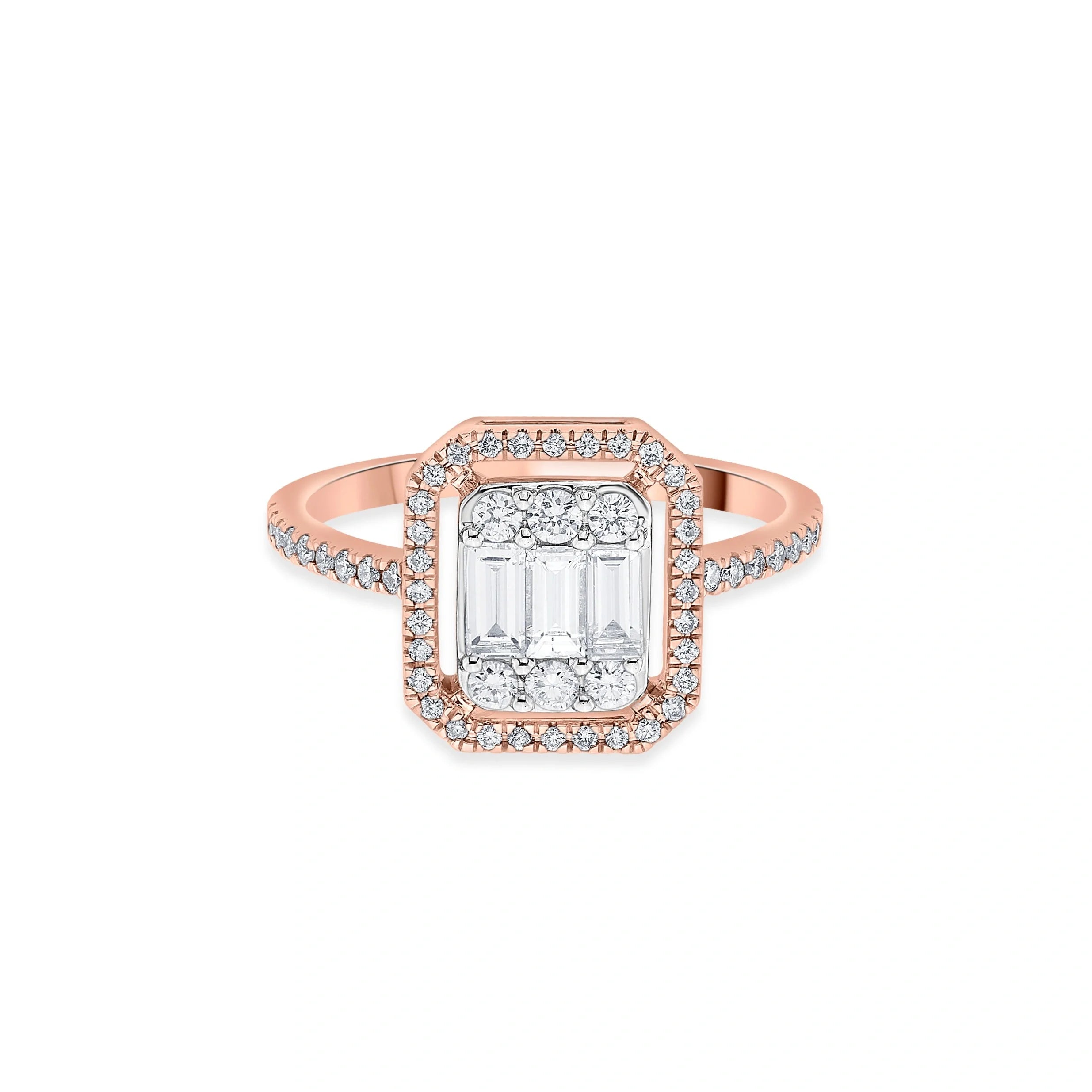 Signature Large Emerald Pave Solitaire Ring - Zen Diamond India