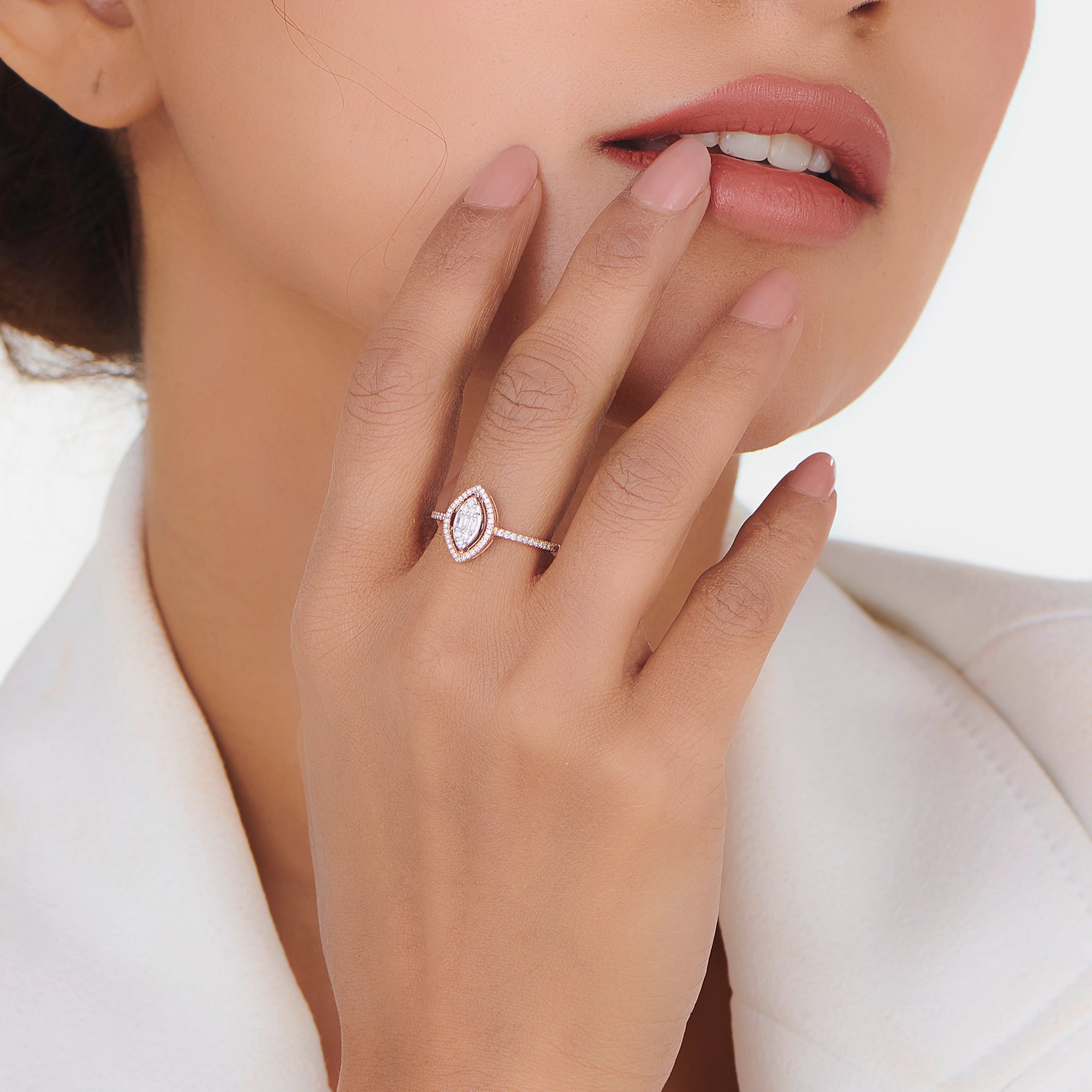 Signature Extra Small Marquise Pave Solitaire Ring