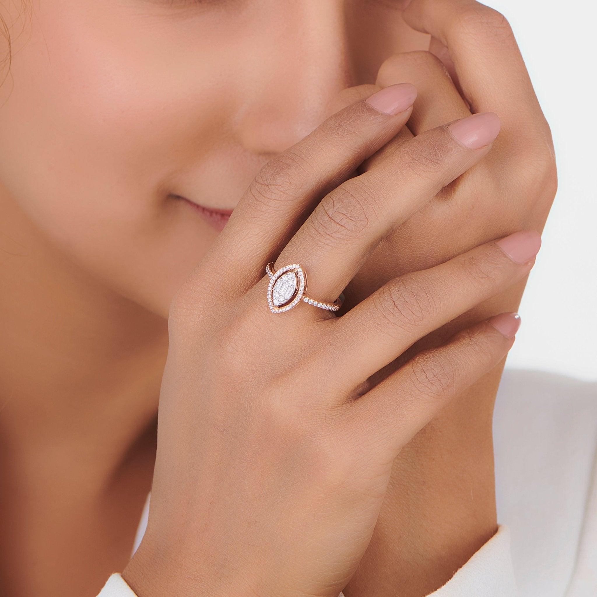 Signature Small Marquise Pave Solitaire Ring