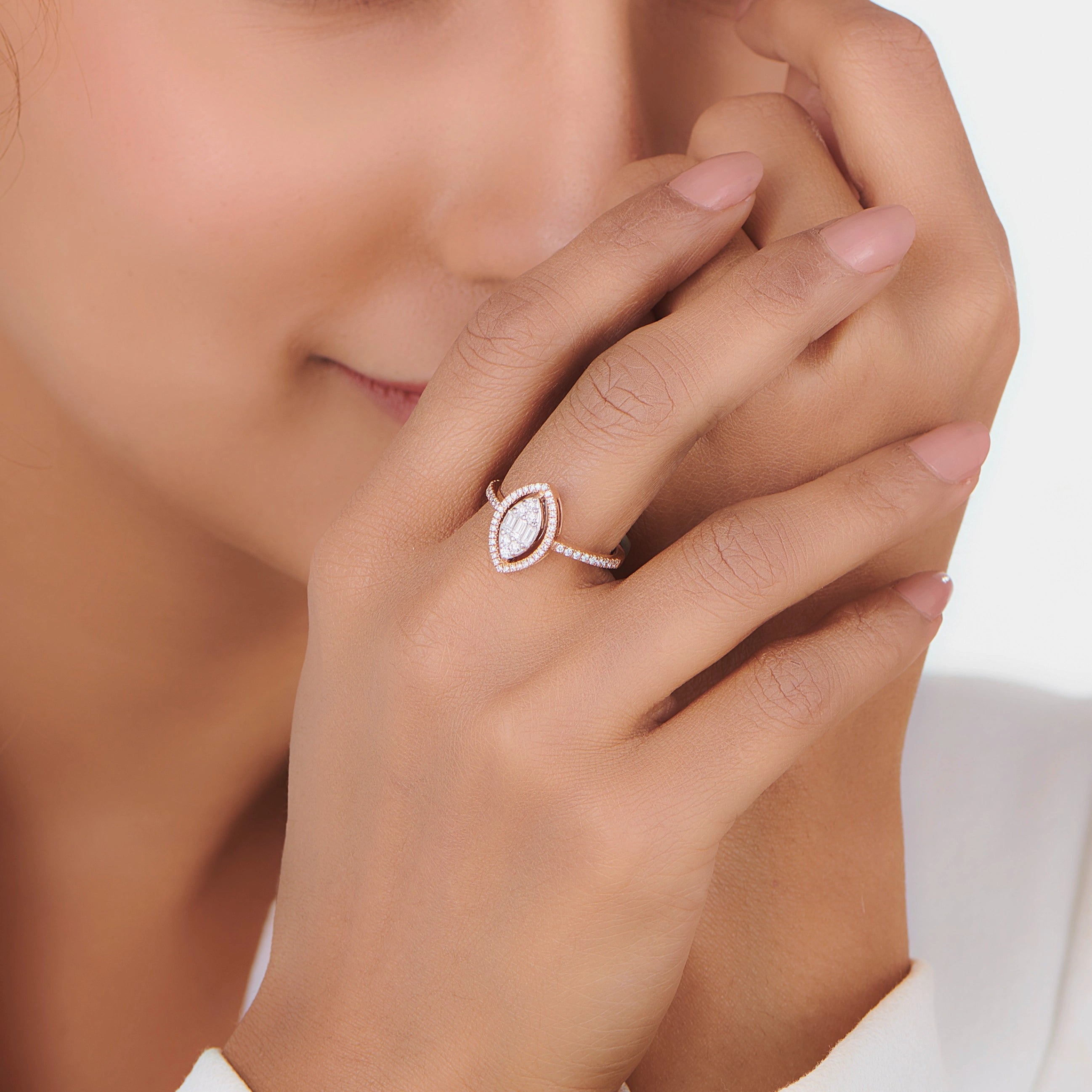 Signature Small Marquise Pave Solitaire Ring - Zen Diamond India