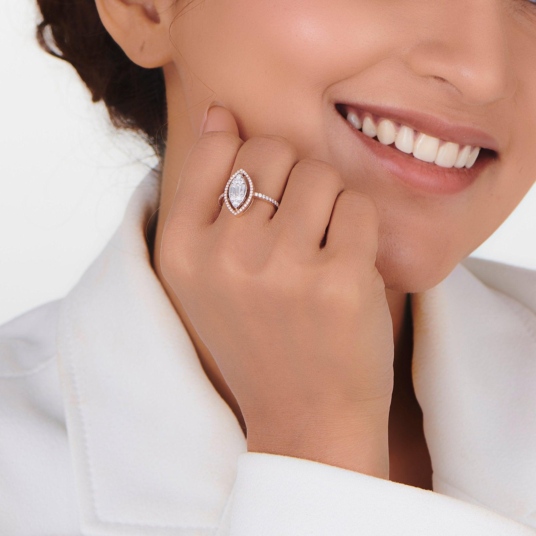 Signature Medium Marquise Pave Solitaire Ring