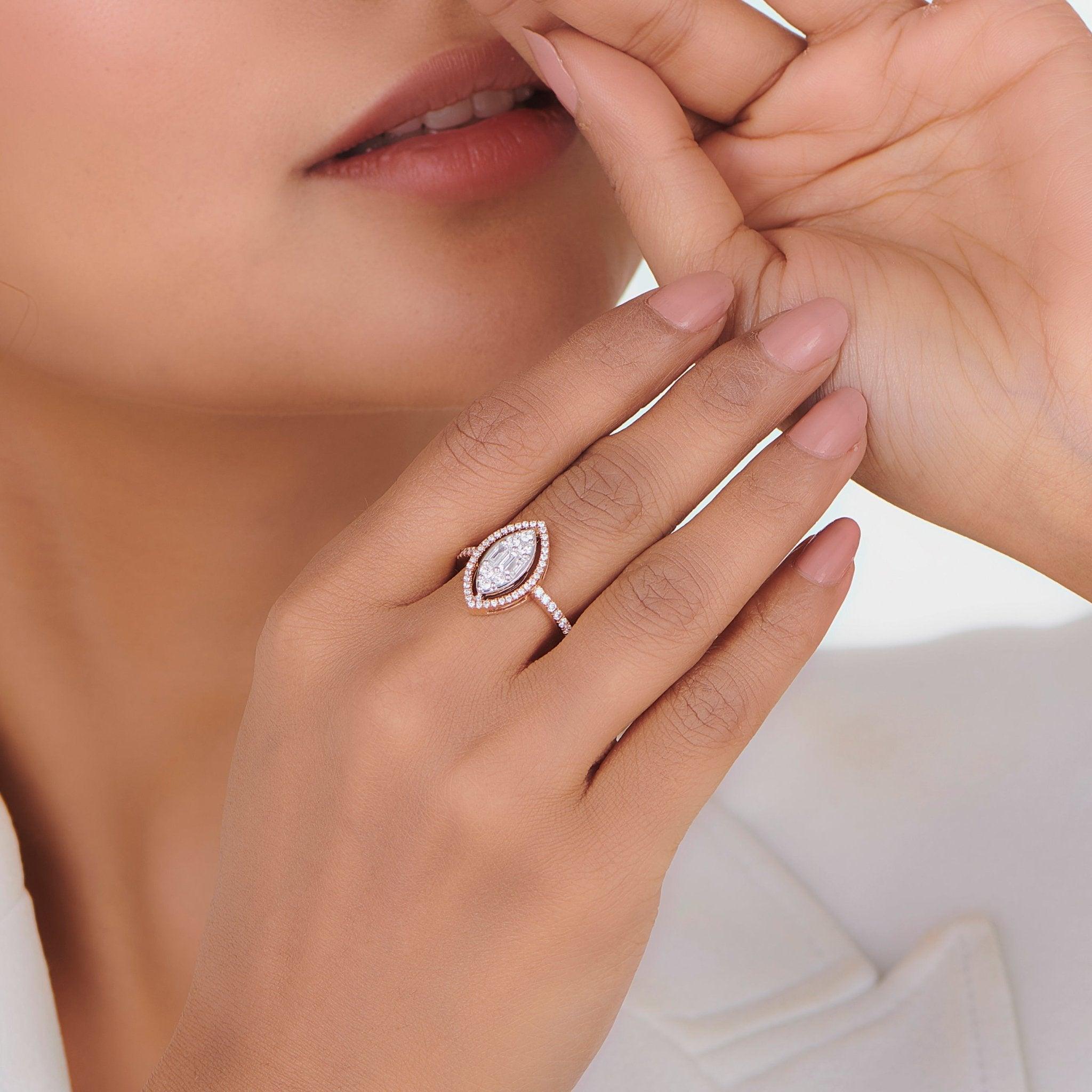 Signature Large Marquise Pave Solitaire Ring