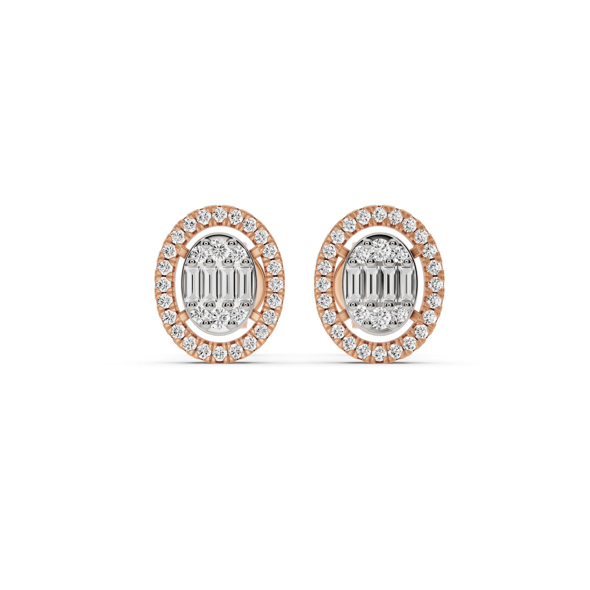 Signature Extra Small Oval Pave Solitaire Earrings