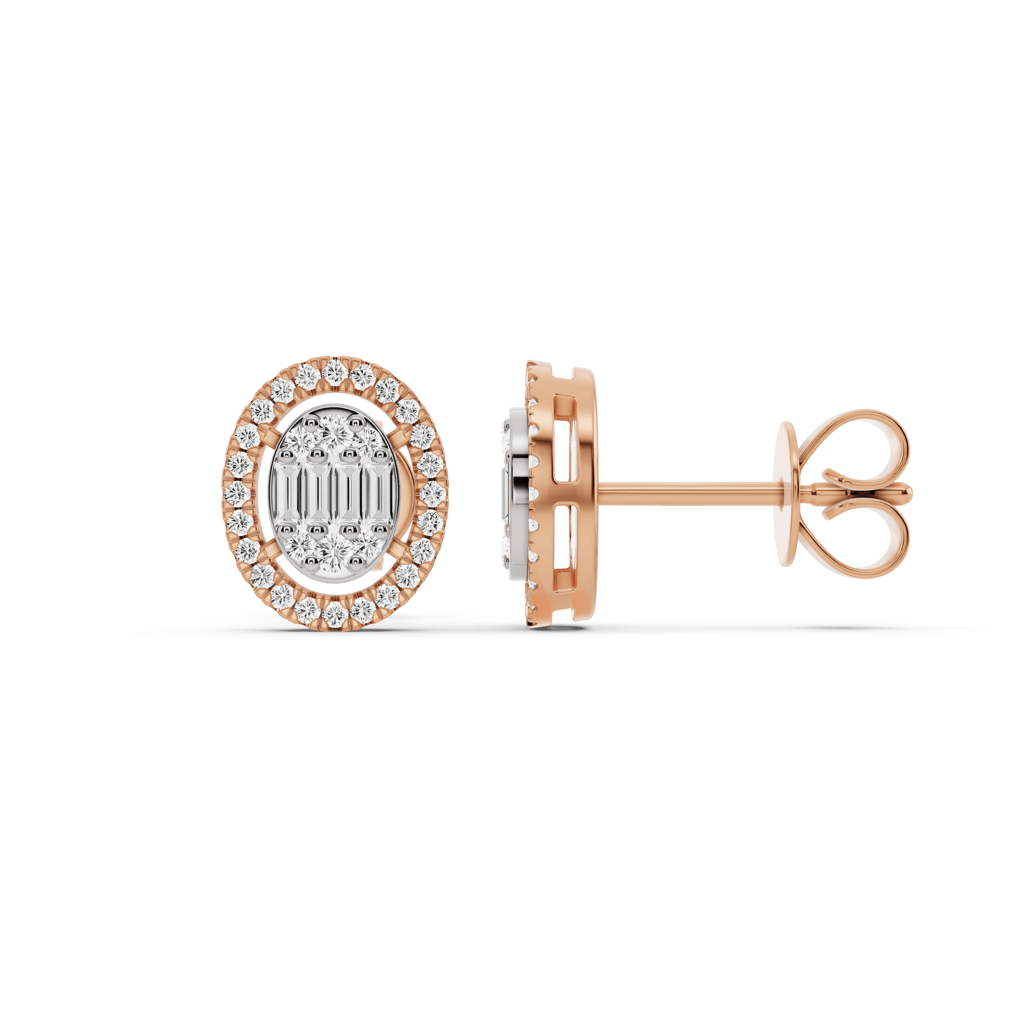 Signature Extra Small Oval Pave Solitaire Earrings