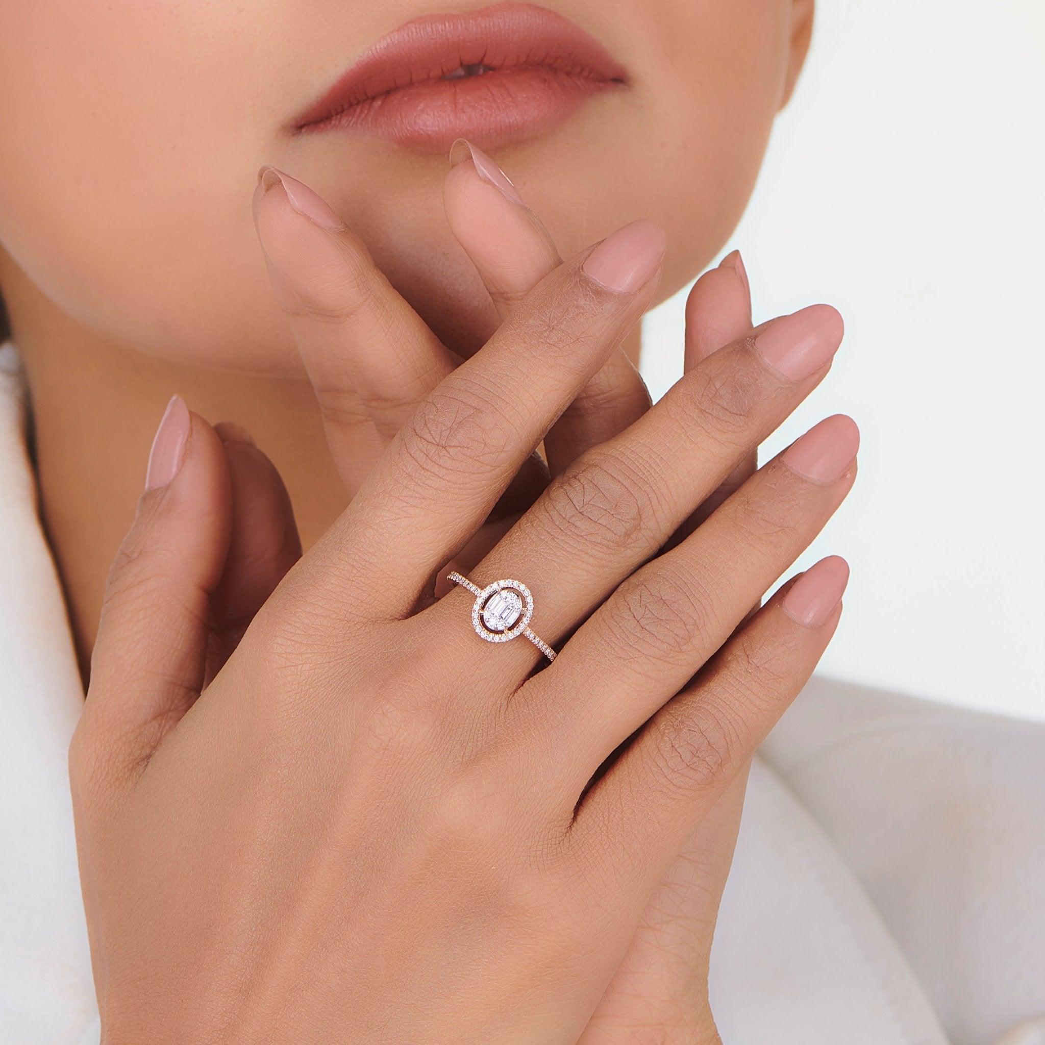 Signature Extra Small Oval Pave Solitaire Ring