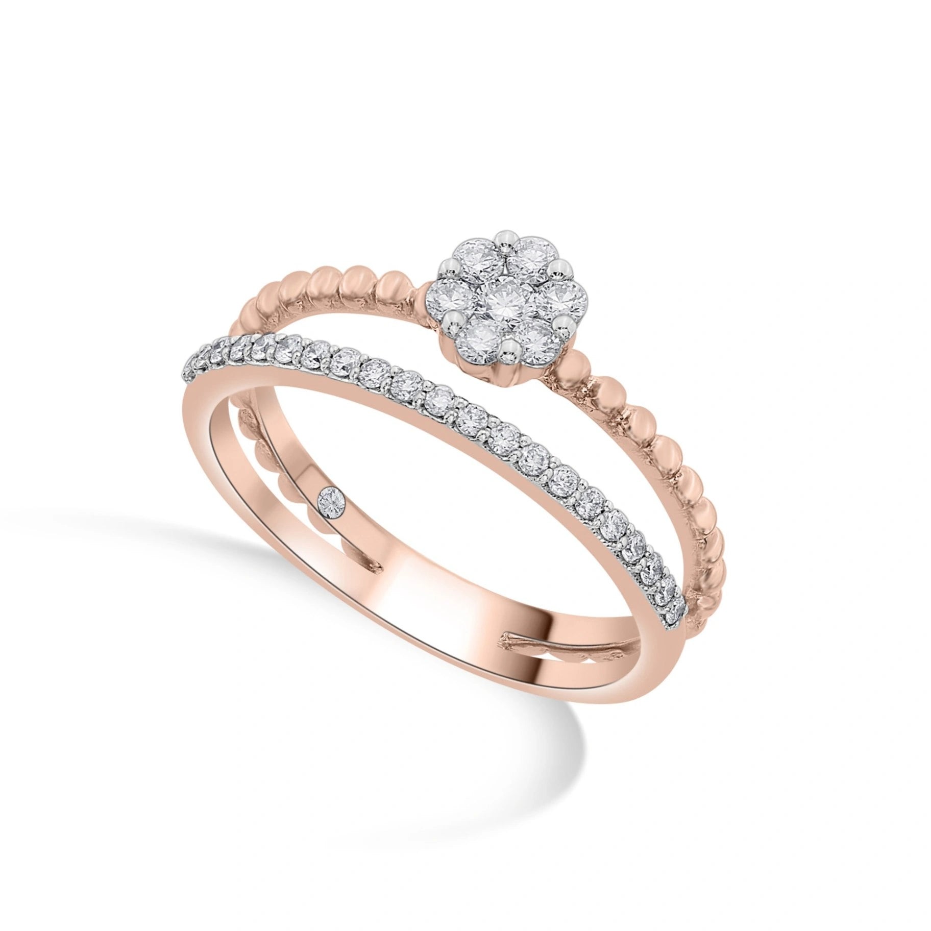 Sassy Glamour Petal Fusion Ring - Zen Diamond India