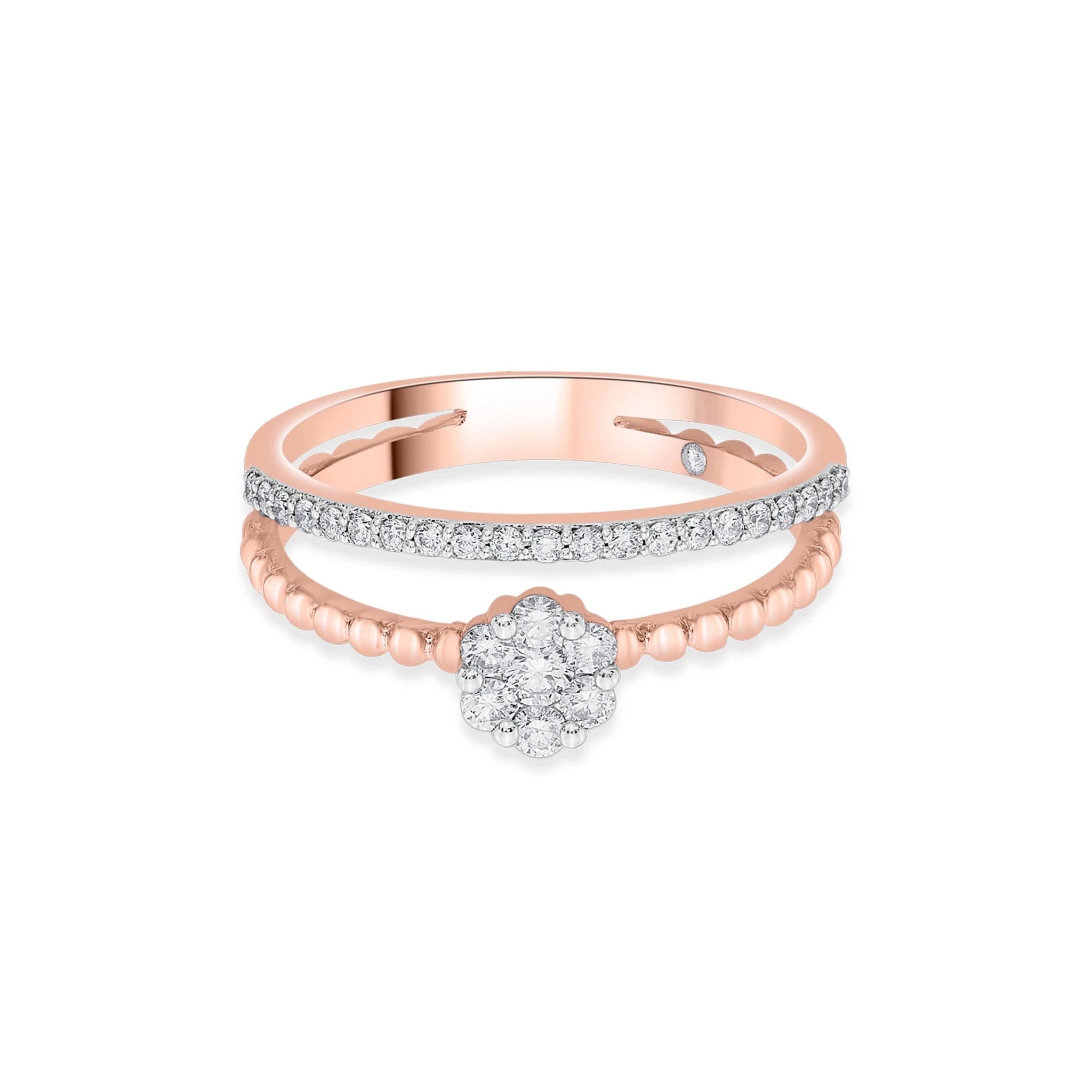 Sassy Glamour Petal Fusion Ring - Zen Diamond India
