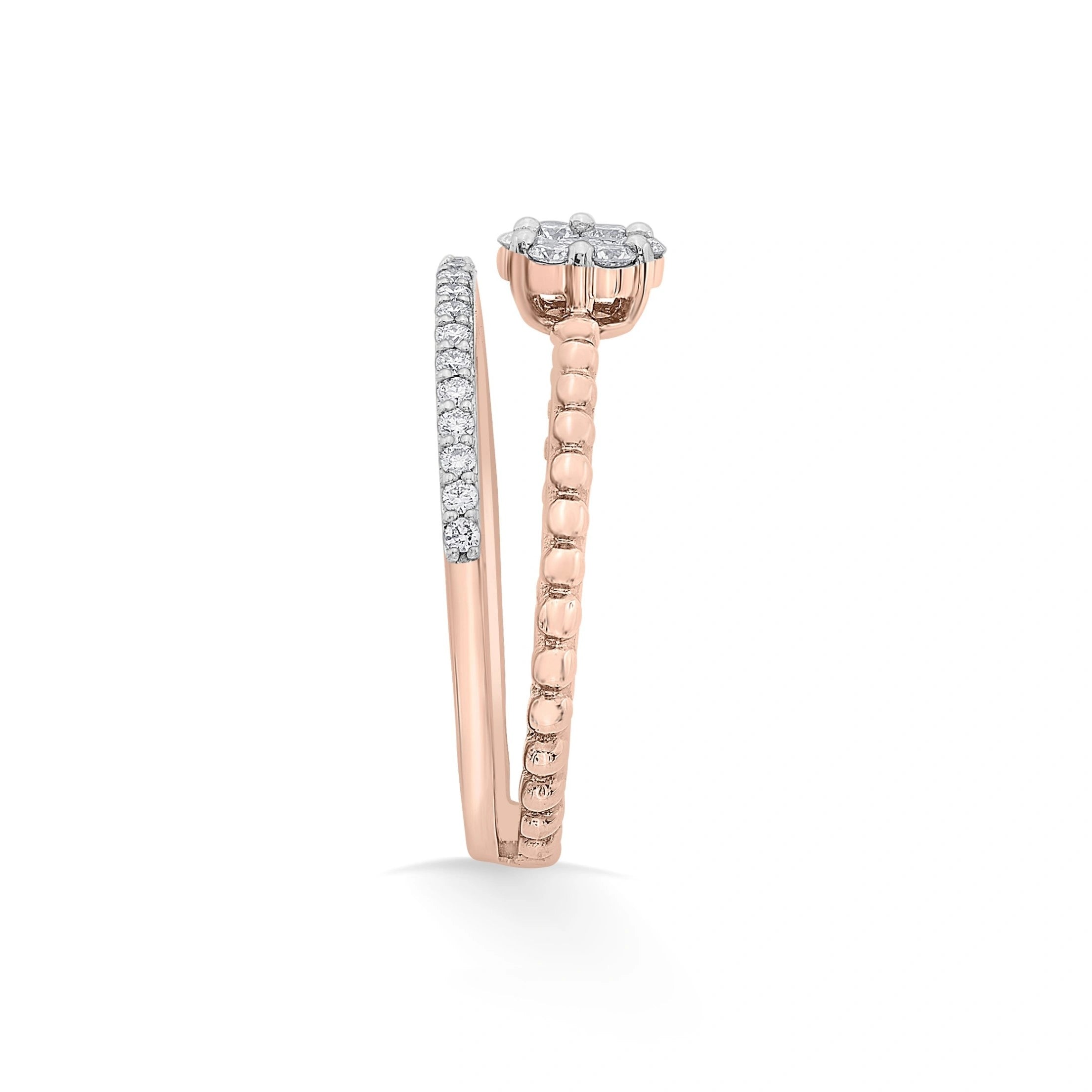 Sassy Glamour Petal Fusion Ring - Zen Diamond India