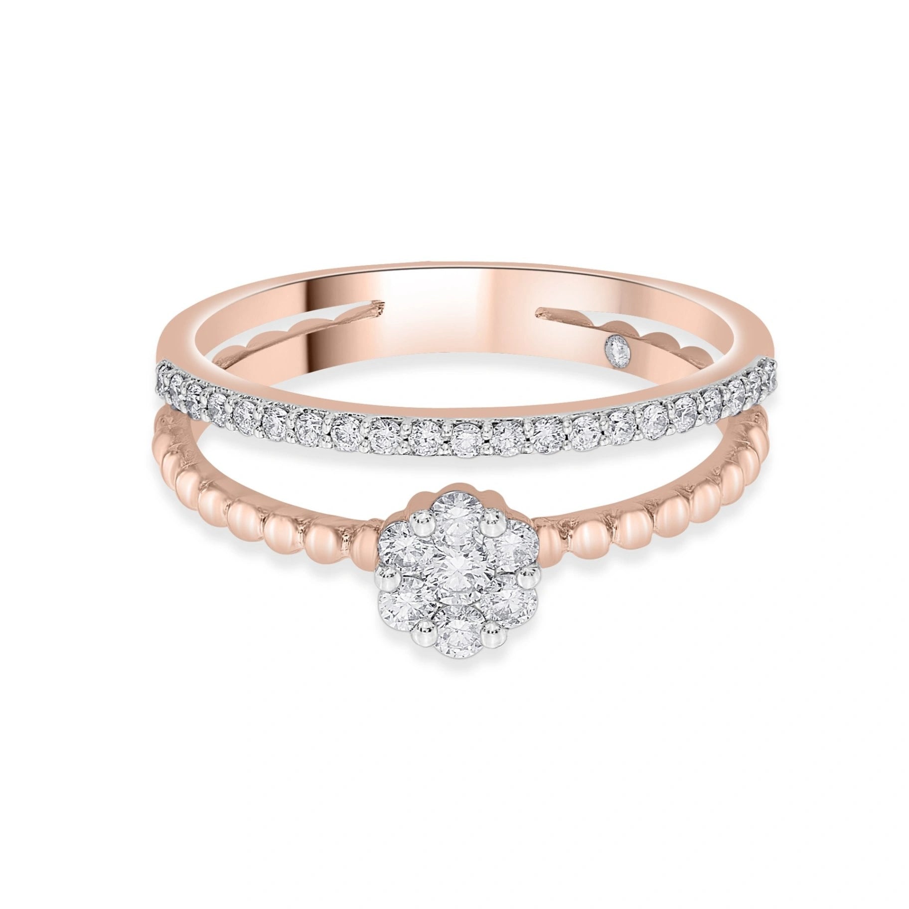 Sassy Glamour Petal Fusion Ring - Zen Diamond India
