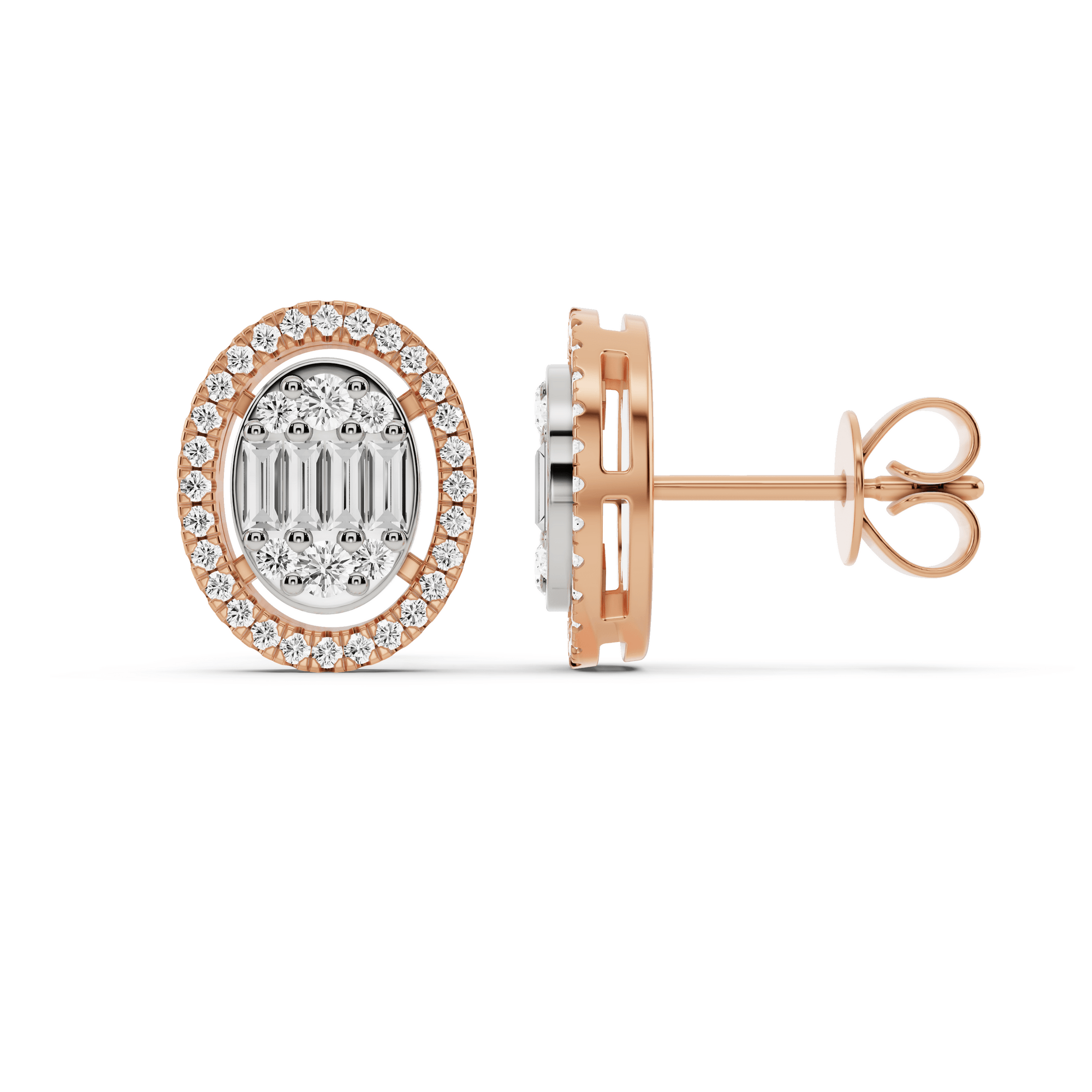 Signature Medium Oval Pave Solitaire Earrings