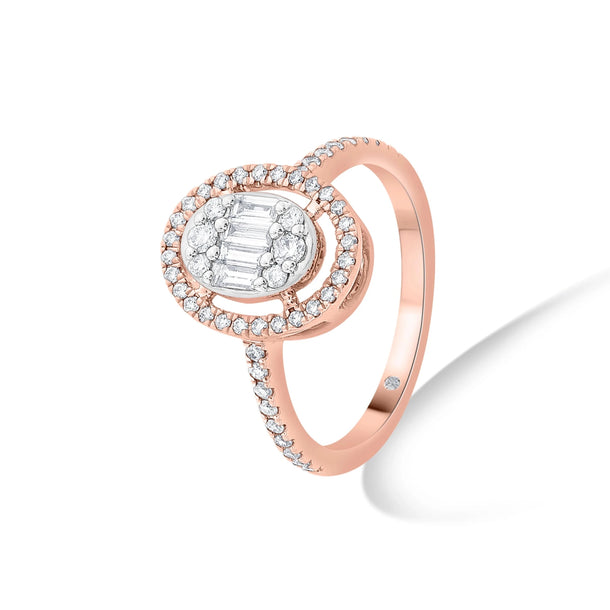 Signature Medium Oval Pave Solitaire Ring - Zen Diamond India