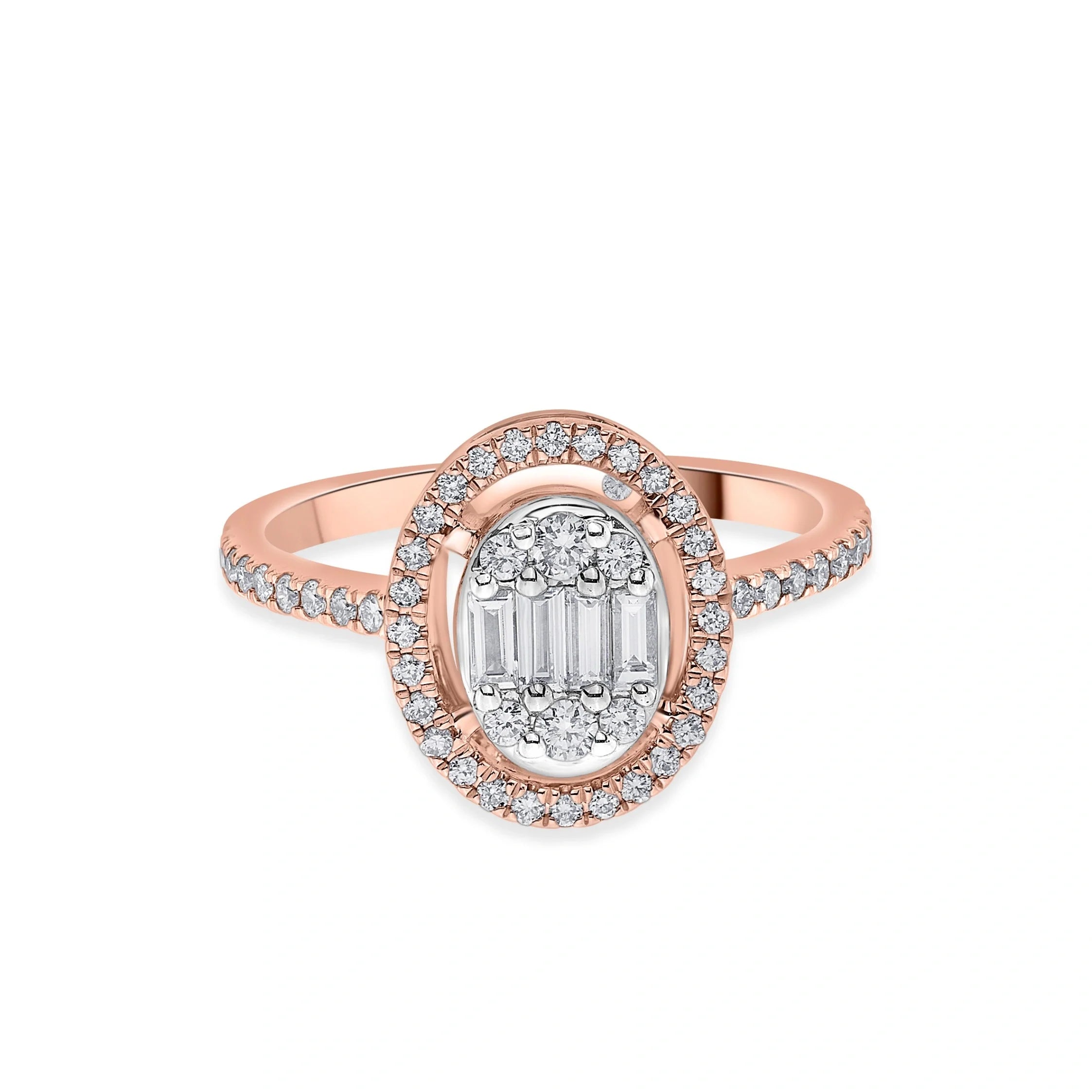 Signature Medium Oval Pave Solitaire Ring - Zen Diamond India