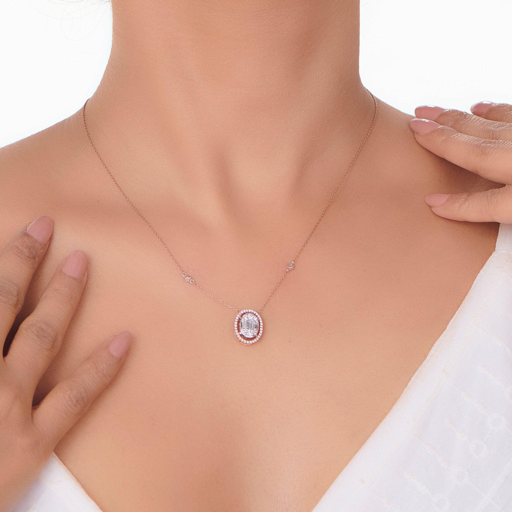 Signature Large Oval Pave Solitaire Pendant
