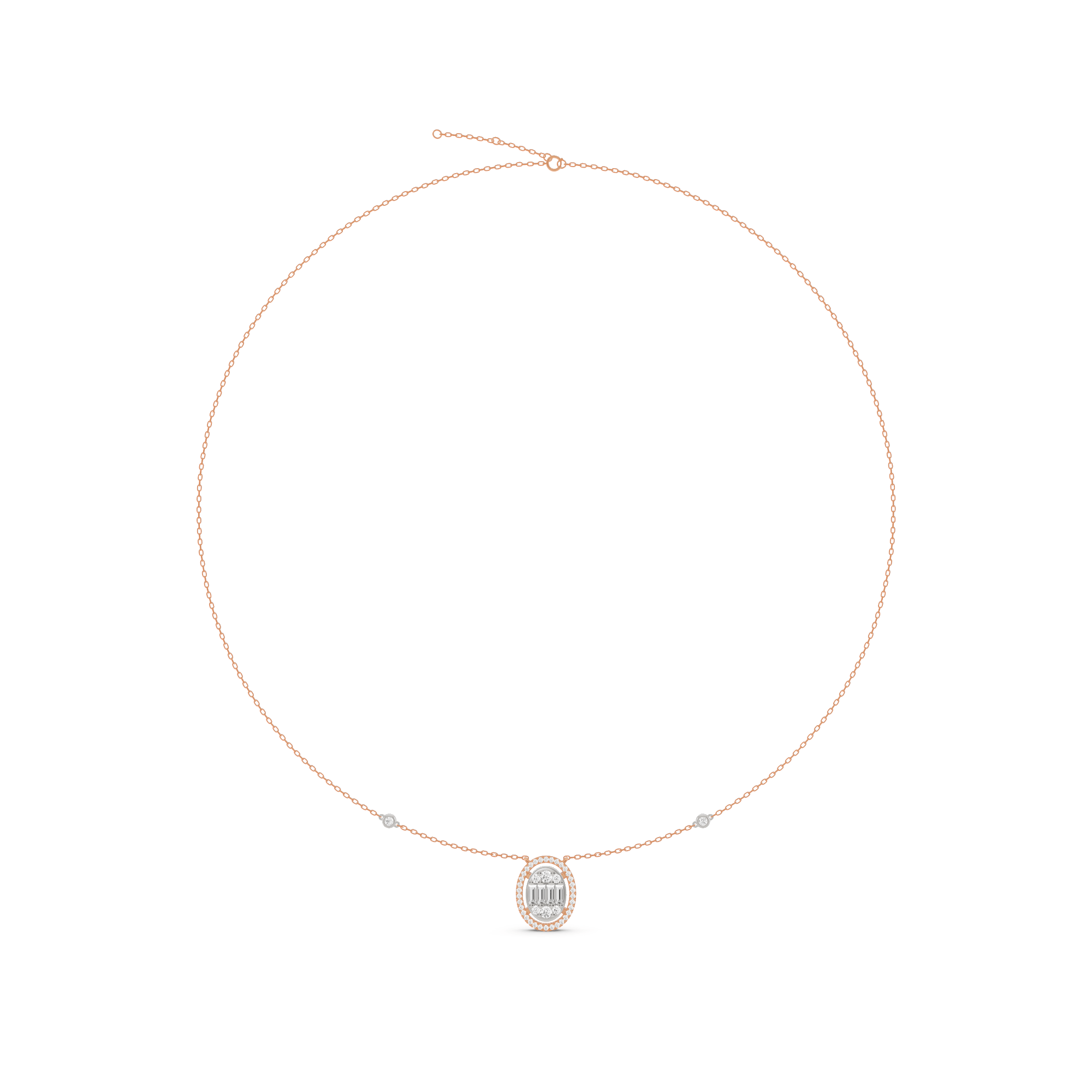 Signature Large Oval Pave Solitaire Pendant - Zen Diamond India