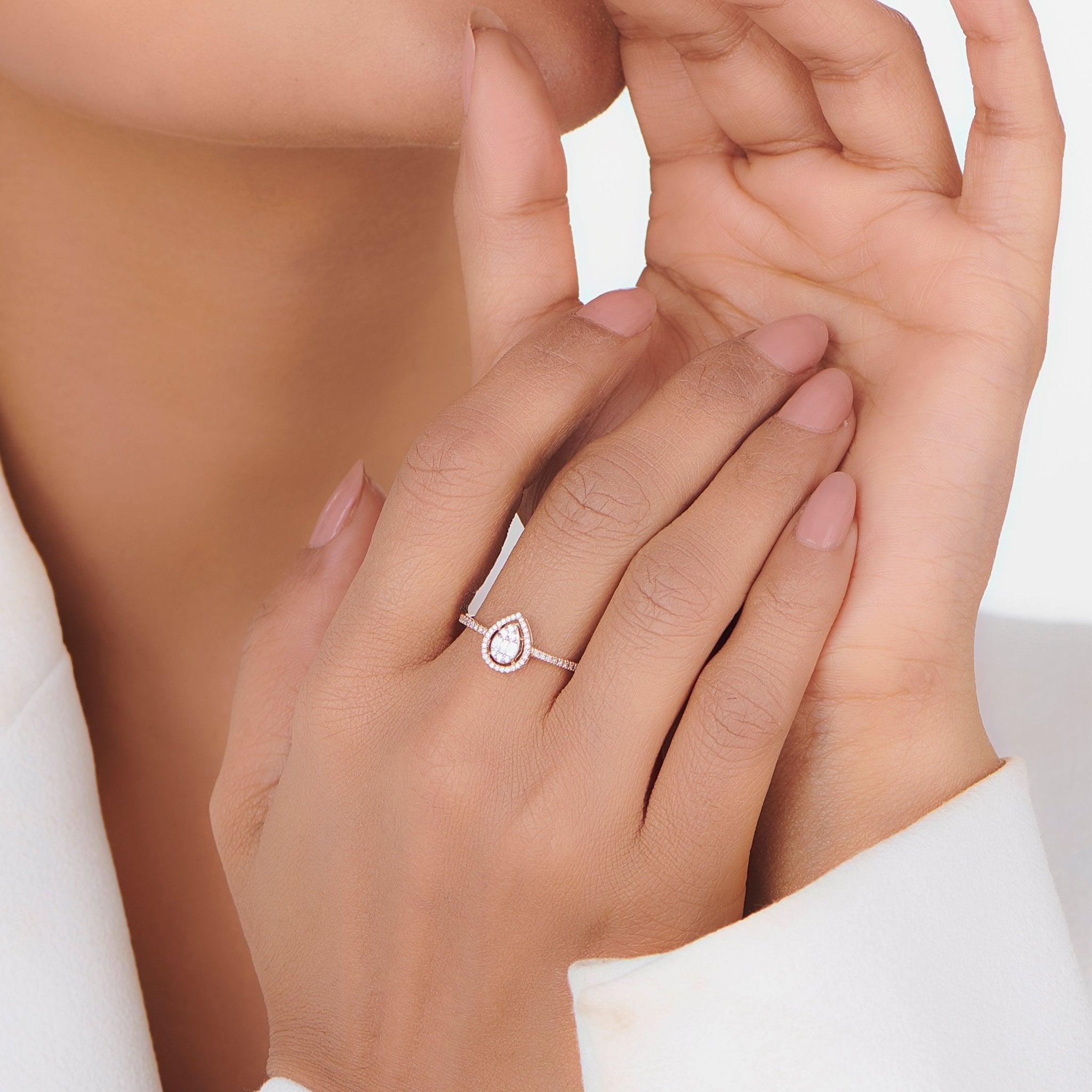 Signature Extra Small Drop Pave Solitaire Ring