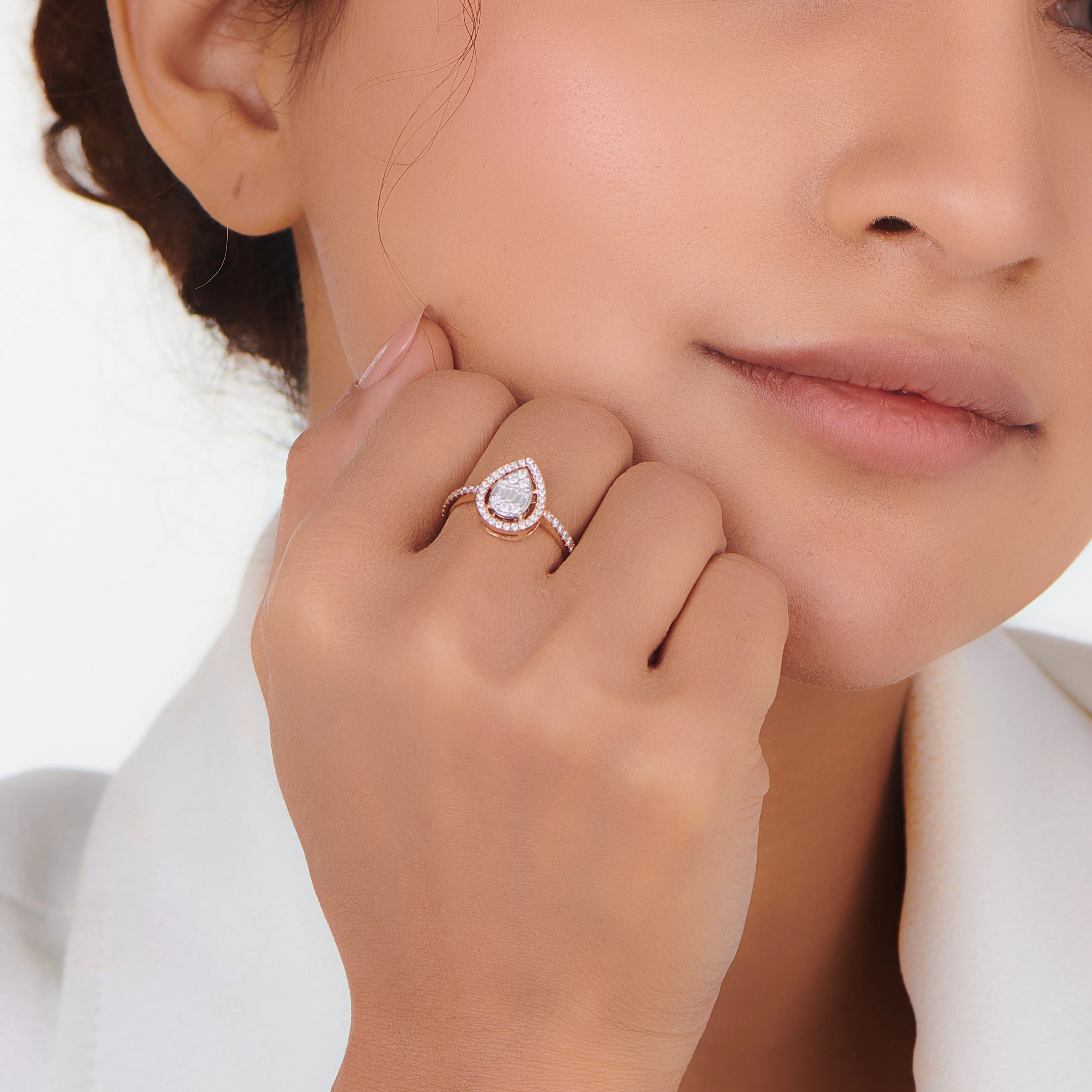 Signature Medium Drop Pave Solitaire Ring