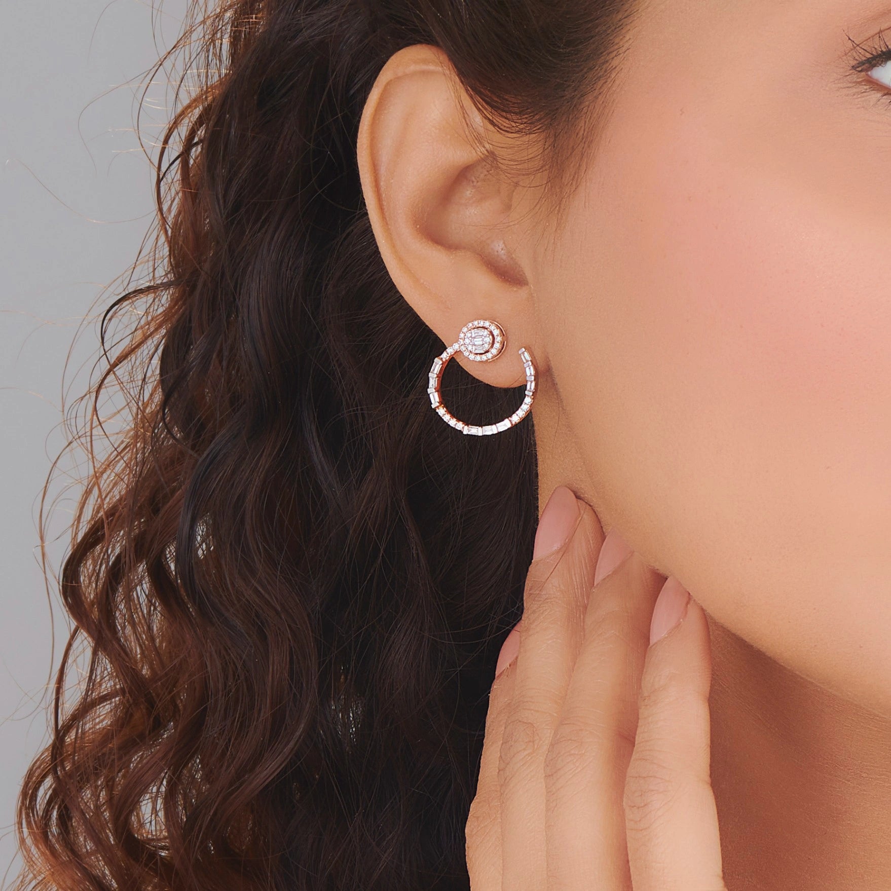 Classic Halo Arc Hoops - Zen Diamond India