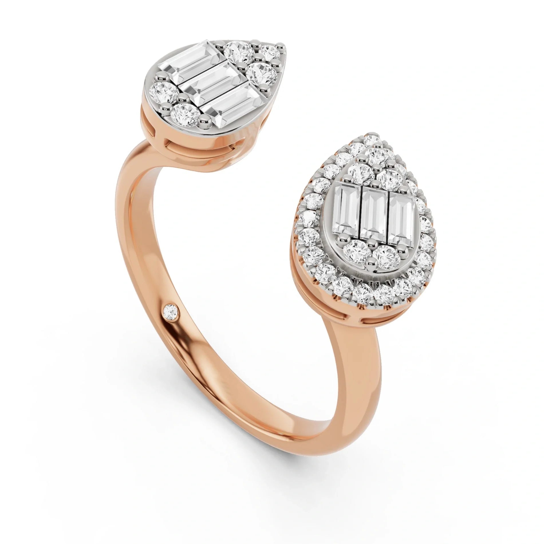 MOI Twin Teardrop Symphony Ring - Zen Diamond India