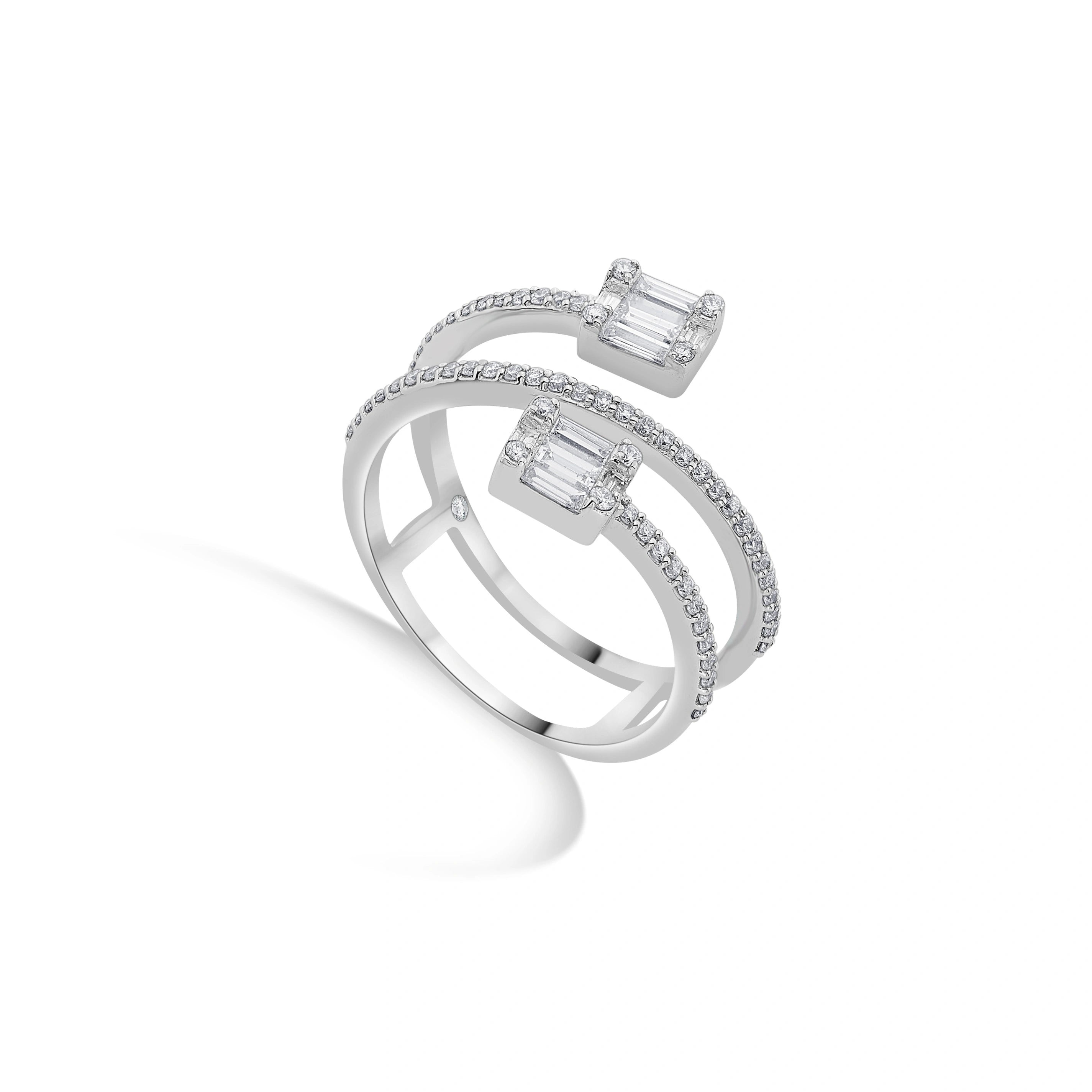 Twilight Spiral Emerald Diamond Ring