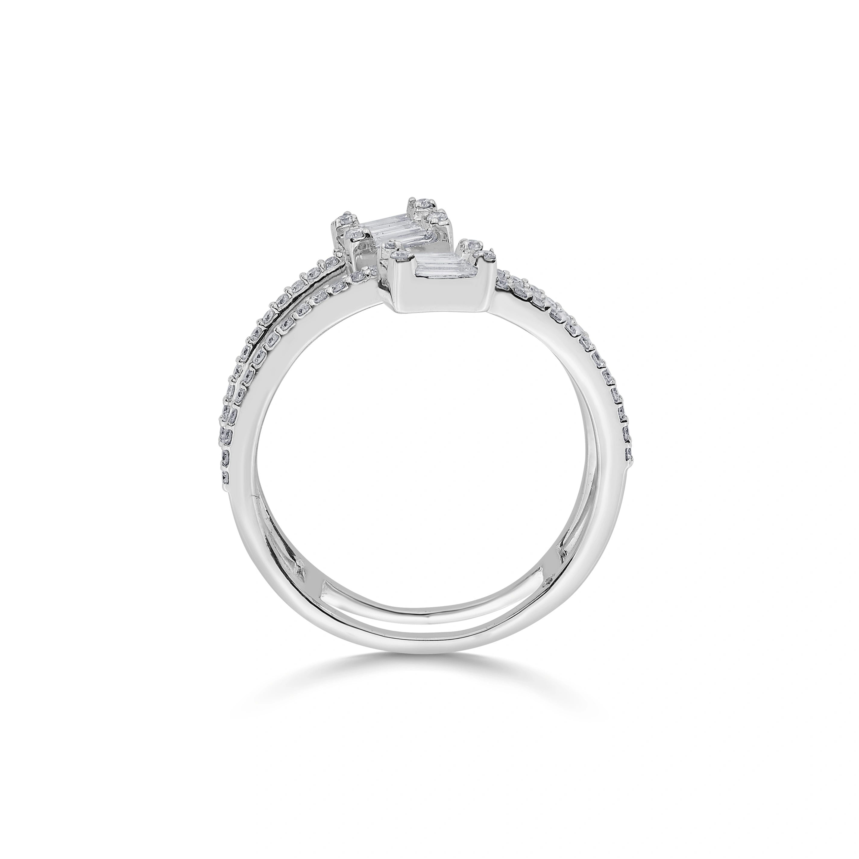 Twilight Spiral Emerald Diamond Ring