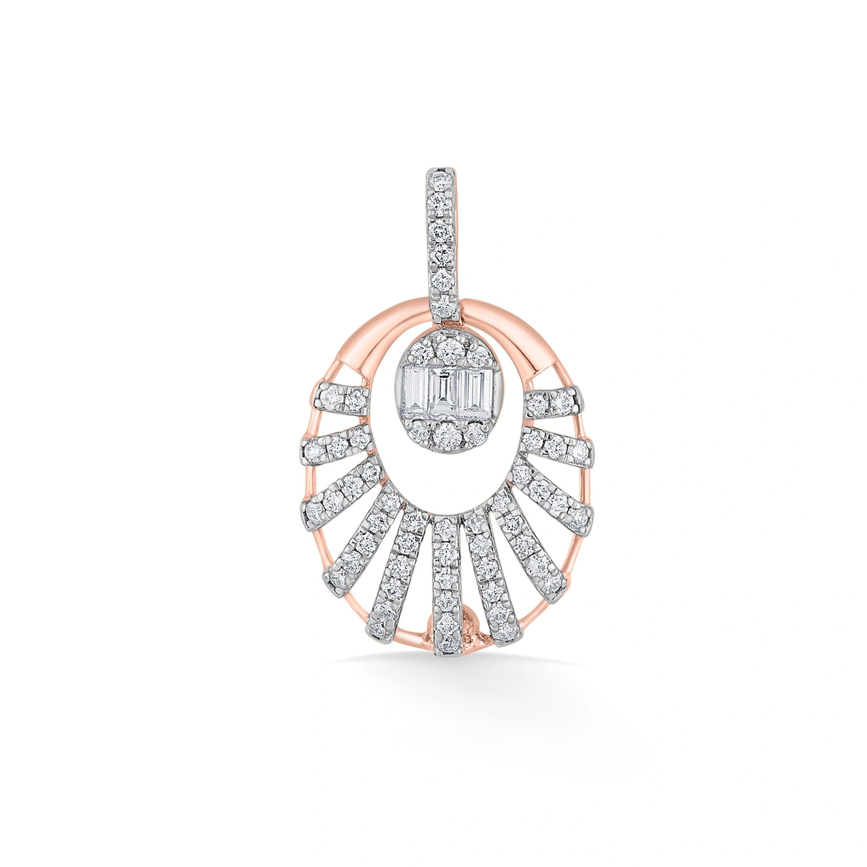 Rosé Radiance Sunburst Diamond Pendant - Zen Diamond India