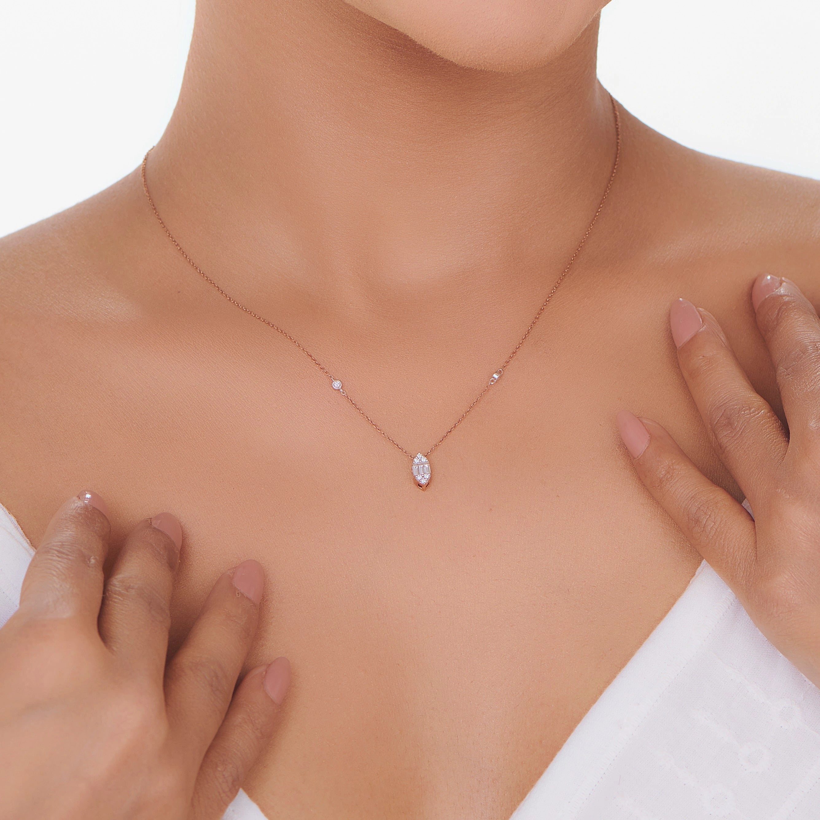 Deck Up Baguette Bullet Luxe Necklace - Zen Diamond India