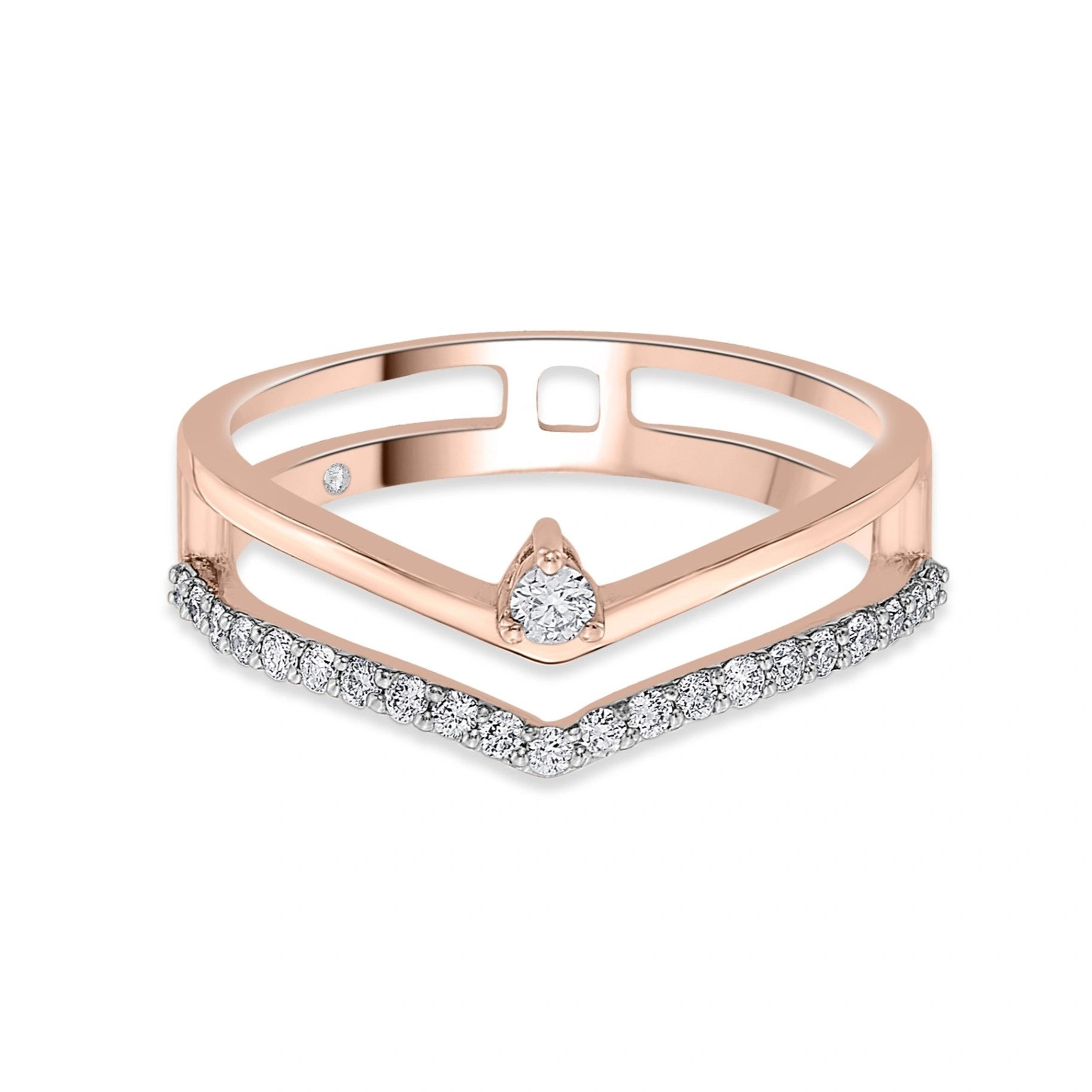Sassy Rose Diamond Chevron Ring - Zen Diamond India