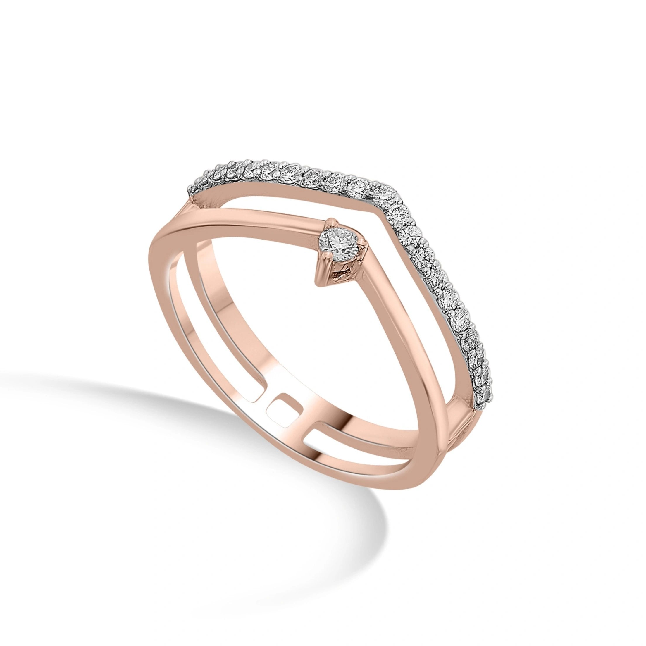 Sassy Rose Diamond Chevron Ring - Zen Diamond India