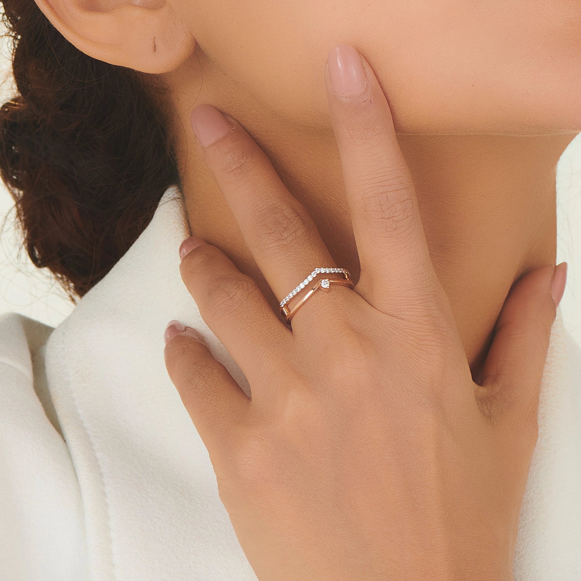 Sassy Rose Diamond Chevron Ring - Zen Diamond India
